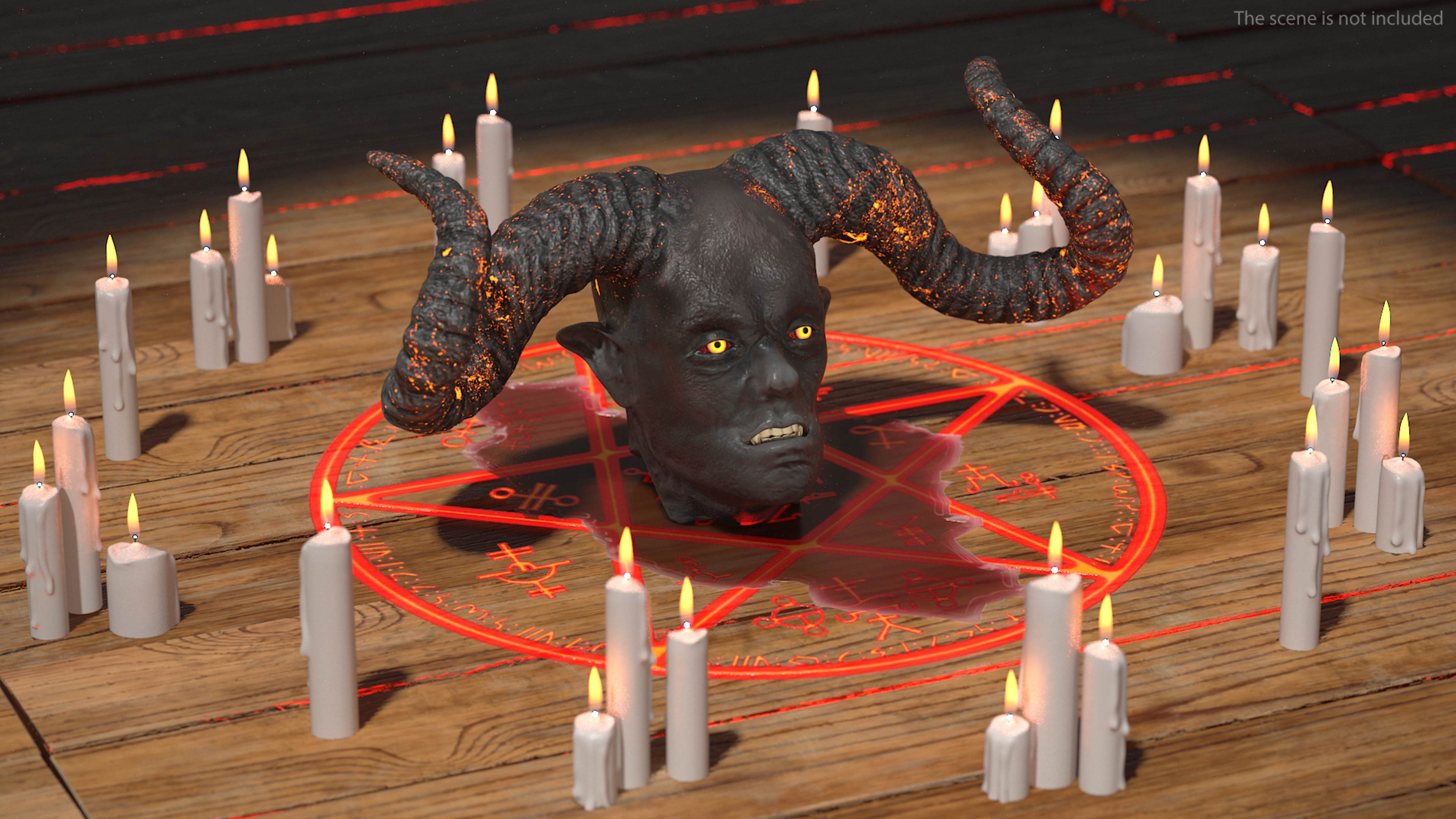 3D Demon Head with Horns