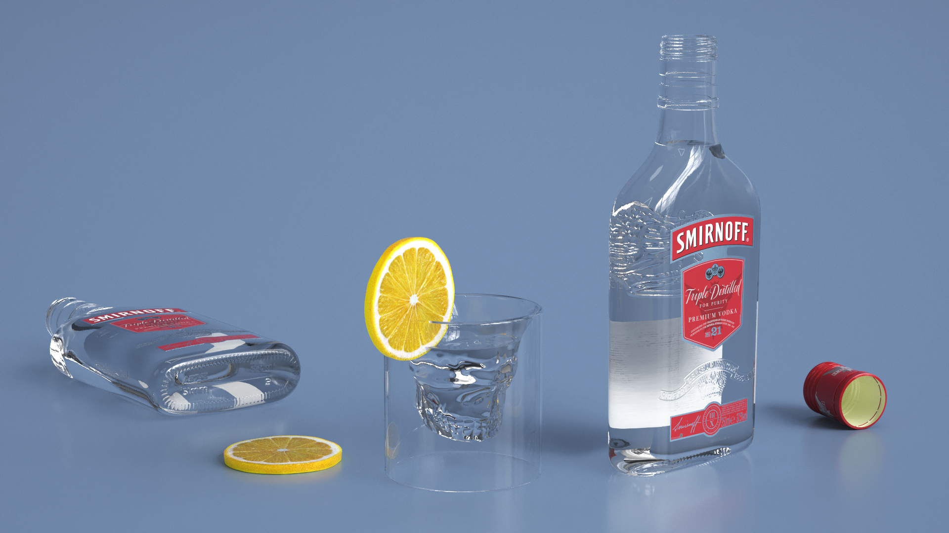 Smirnoff Vodka No21 with Shot and Lemon Slice - view 3