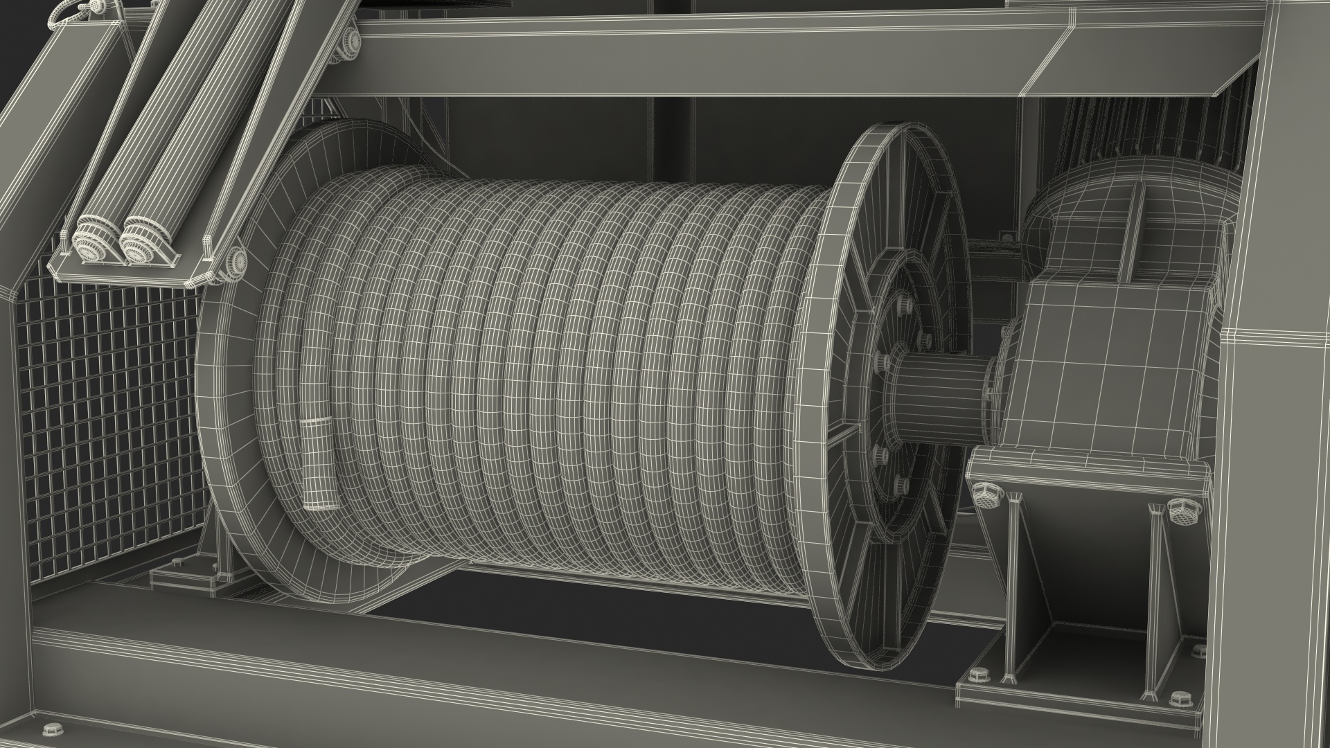 3D model Wire Rope Mooring Winch Rigged