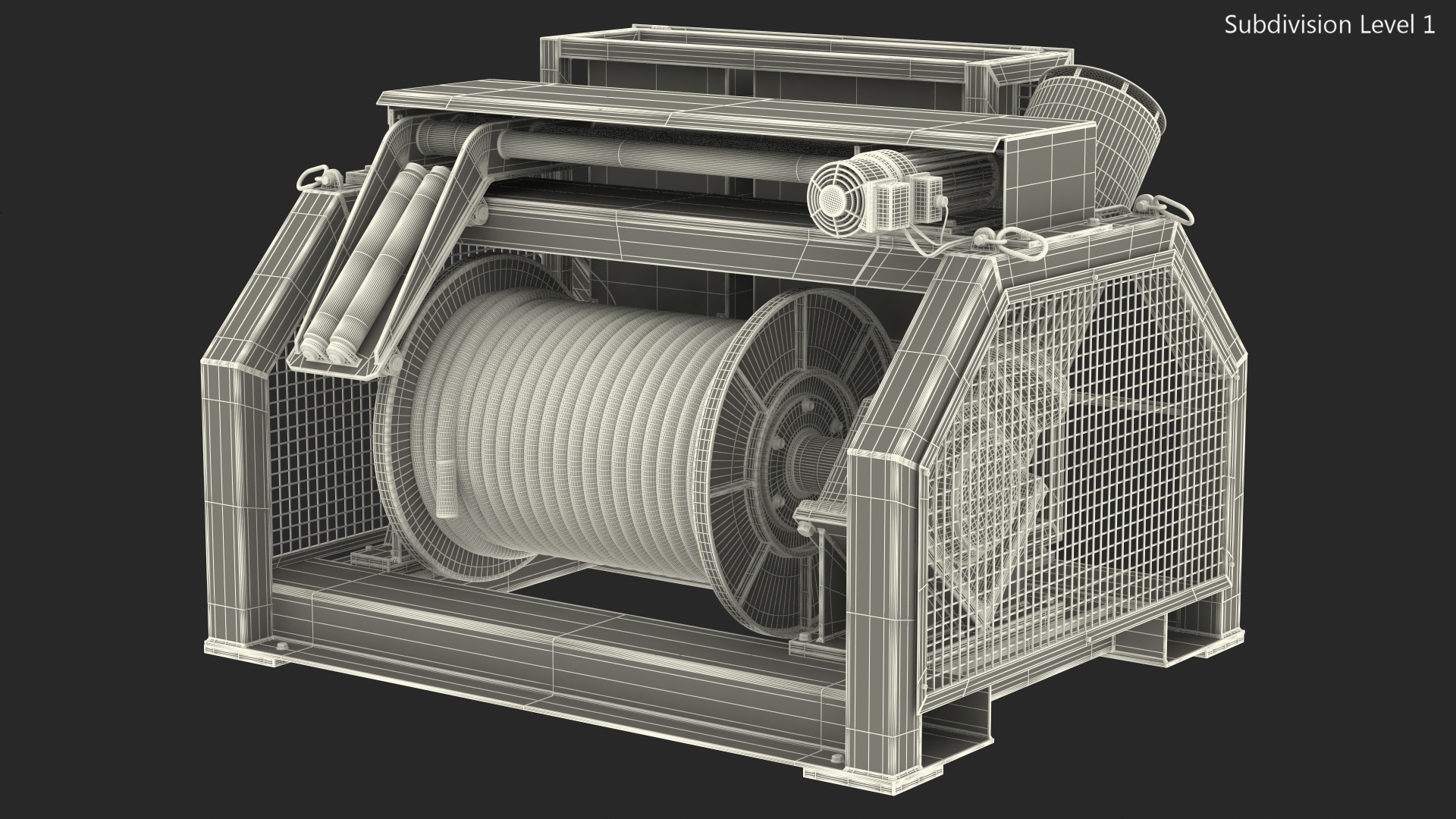 3D model Wire Rope Mooring Winch Rigged