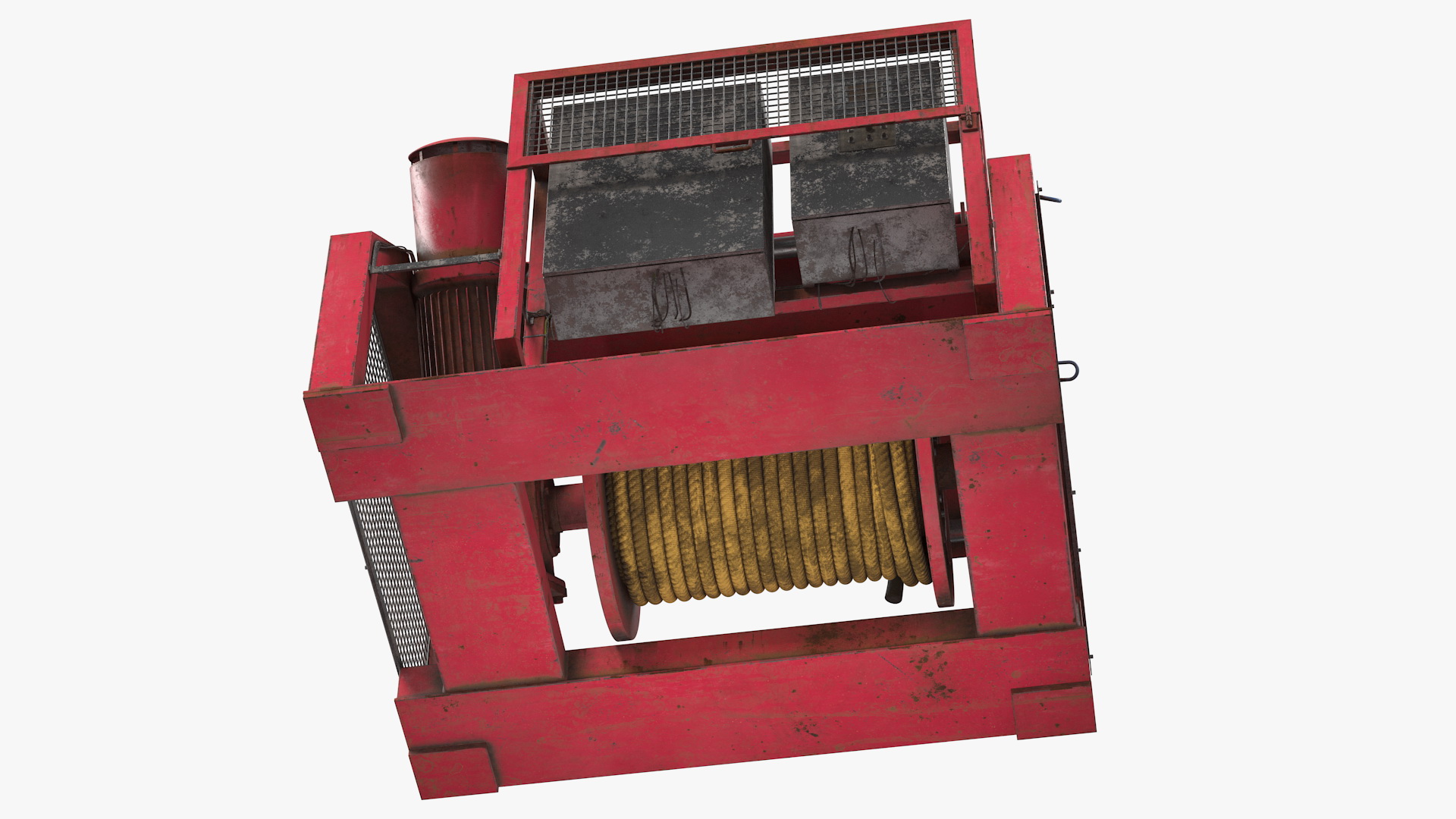 3D model Wire Rope Mooring Winch Rigged
