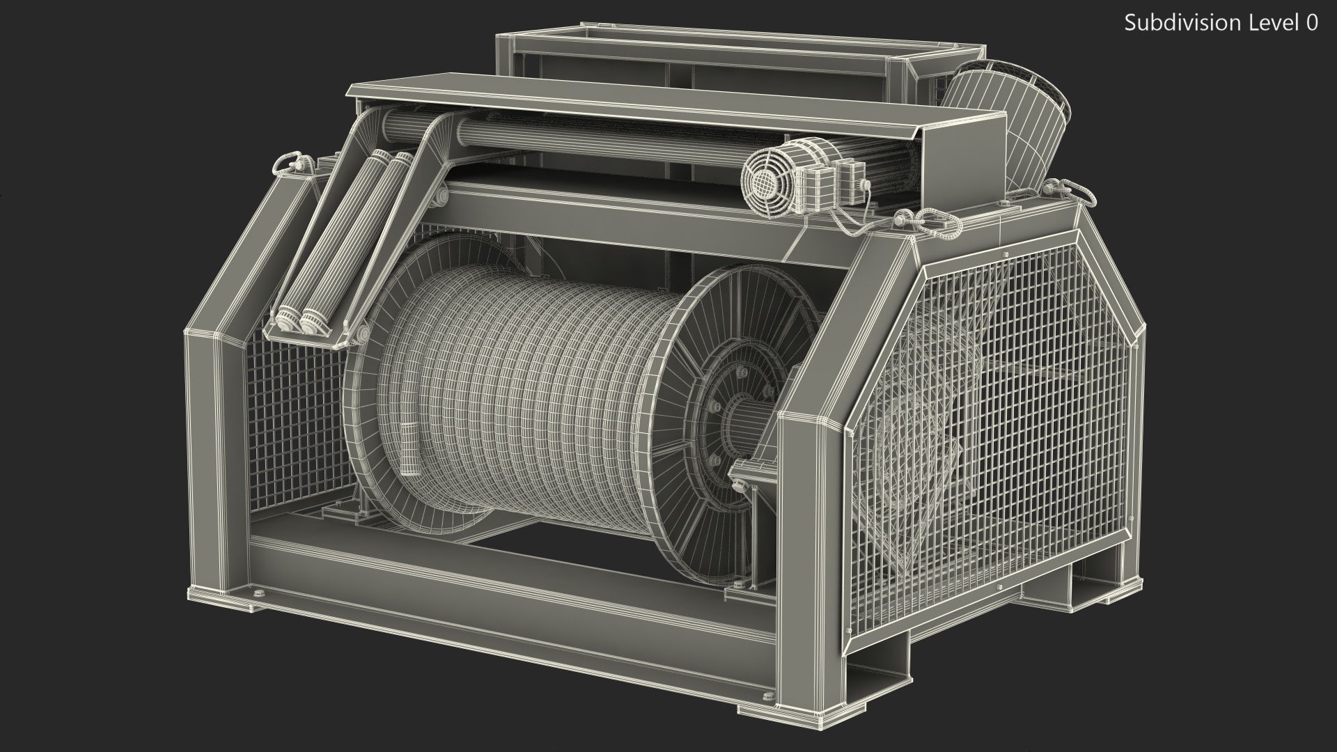 3D model Wire Rope Mooring Winch Rigged