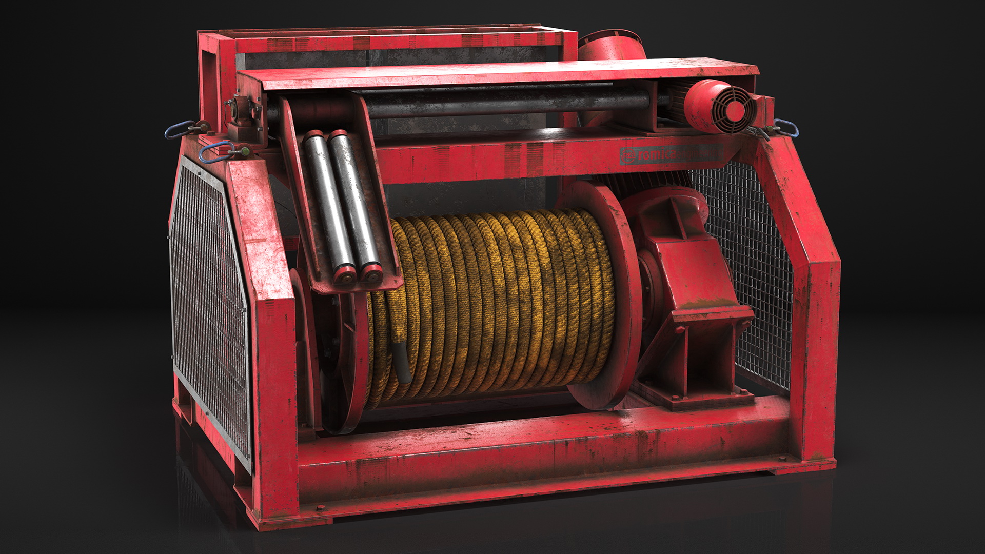 3D model Wire Rope Mooring Winch Rigged