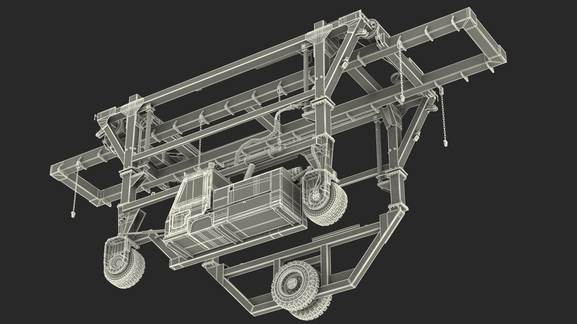 Straddle Carrier Combilift SC Dirty Rigged 3D