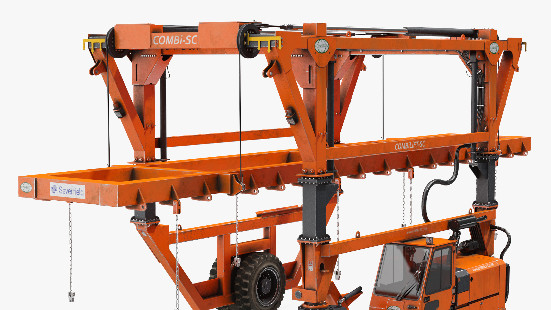 Straddle Carrier Combilift SC Dirty Rigged 3D