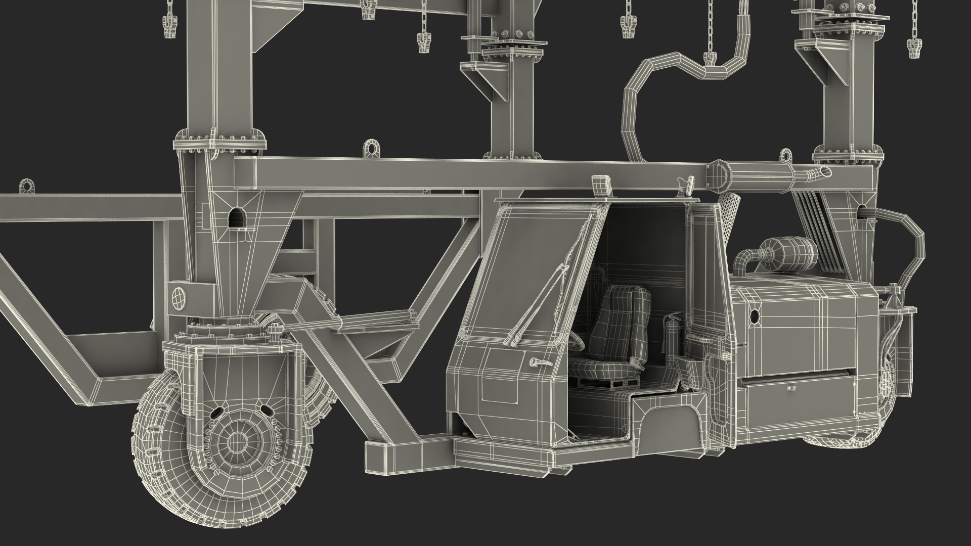 Straddle Carrier Combilift SC Dirty Rigged 3D