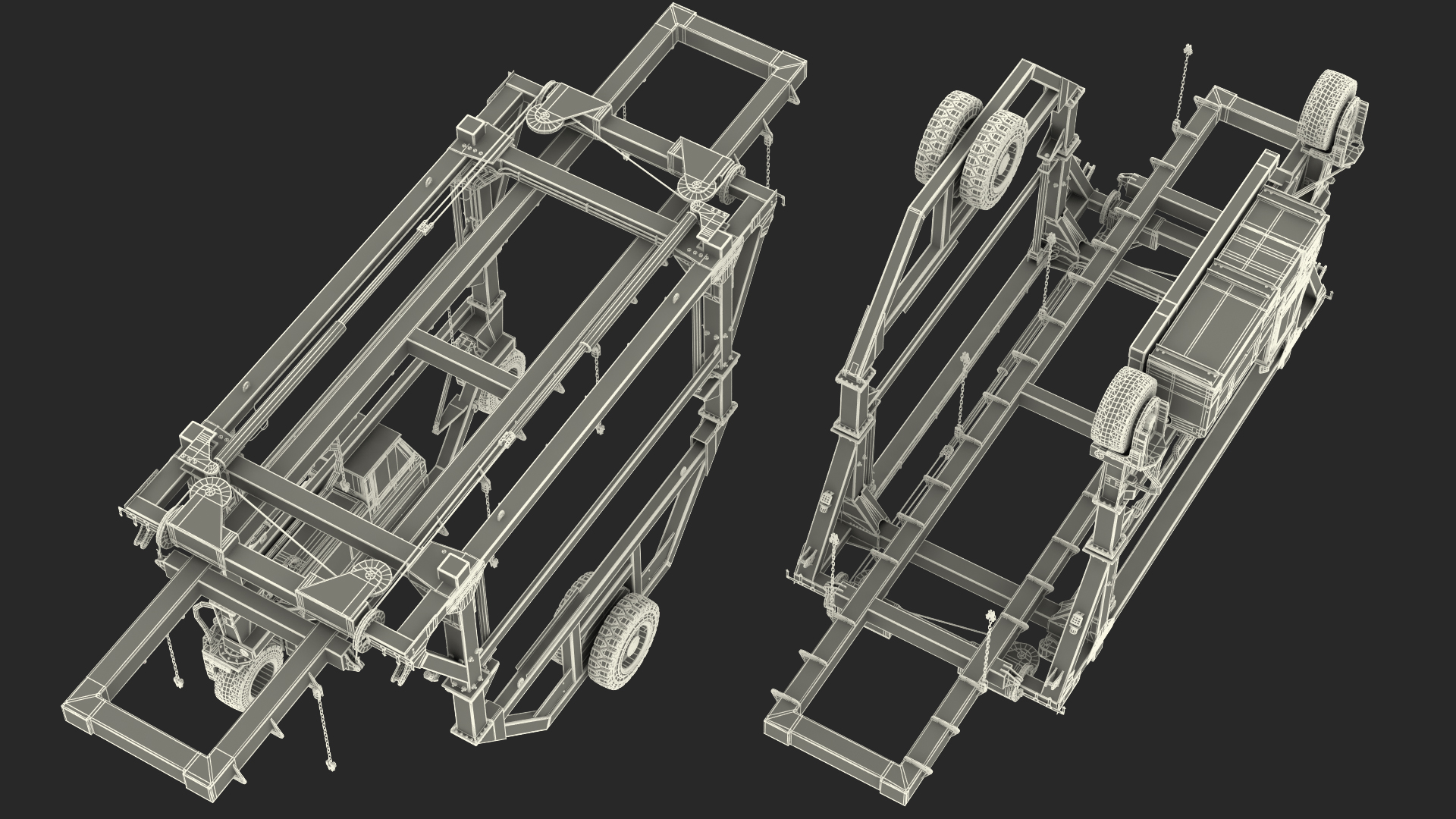 Straddle Carrier Combilift SC Dirty Rigged 3D