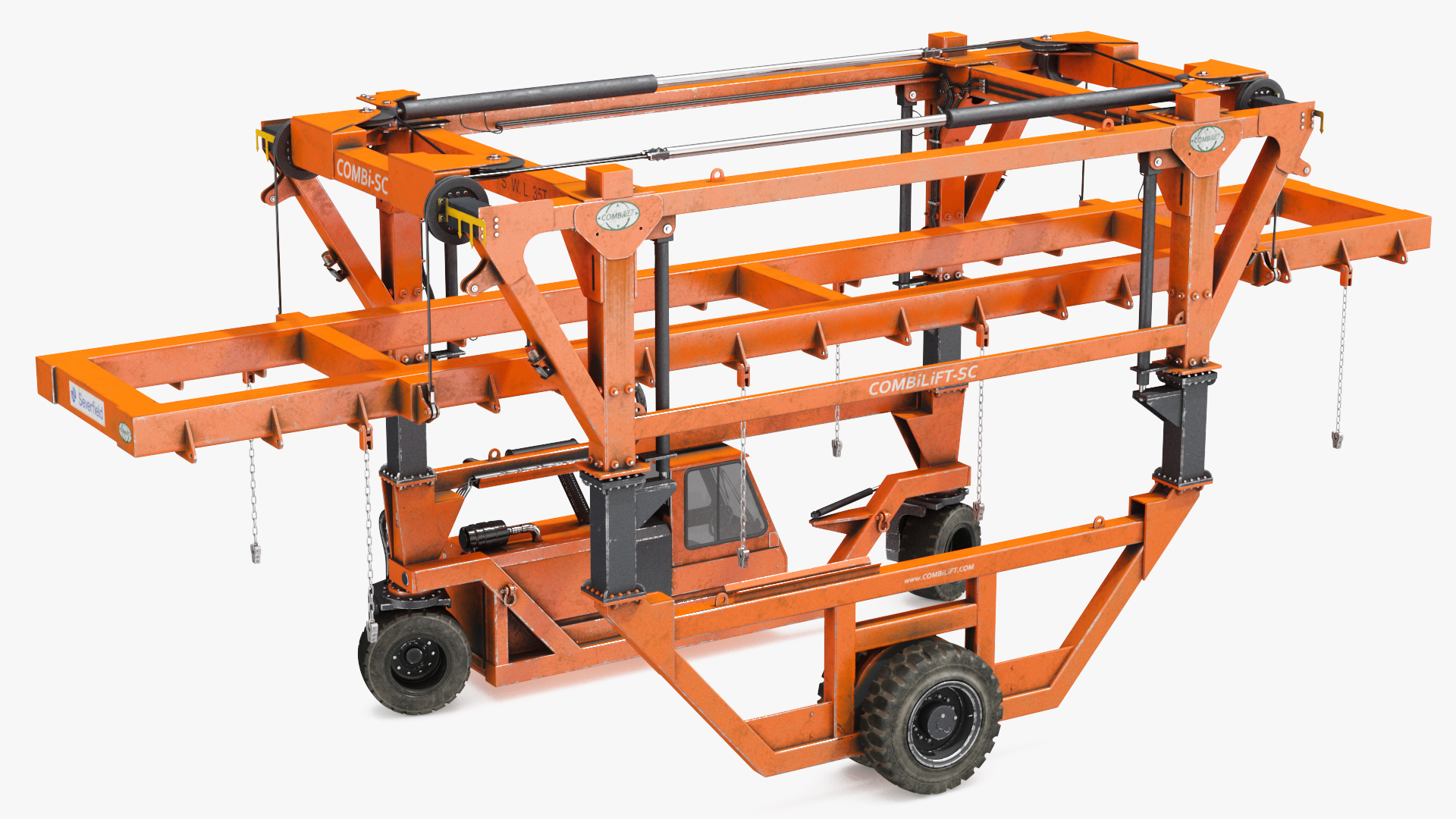 Straddle Carrier Combilift SC Dirty Rigged 3D