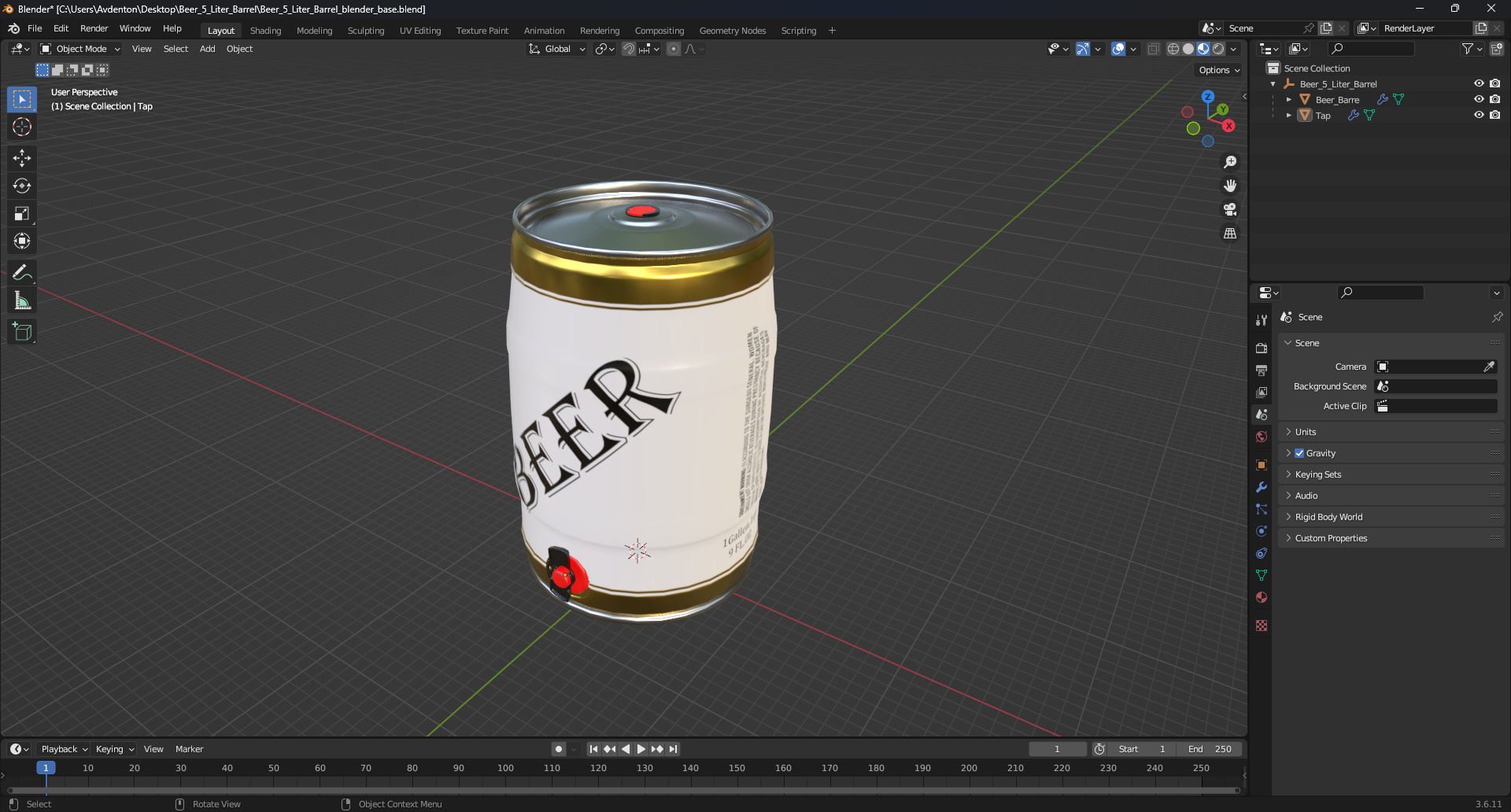 Beer 5 Liter Barrel 3D model