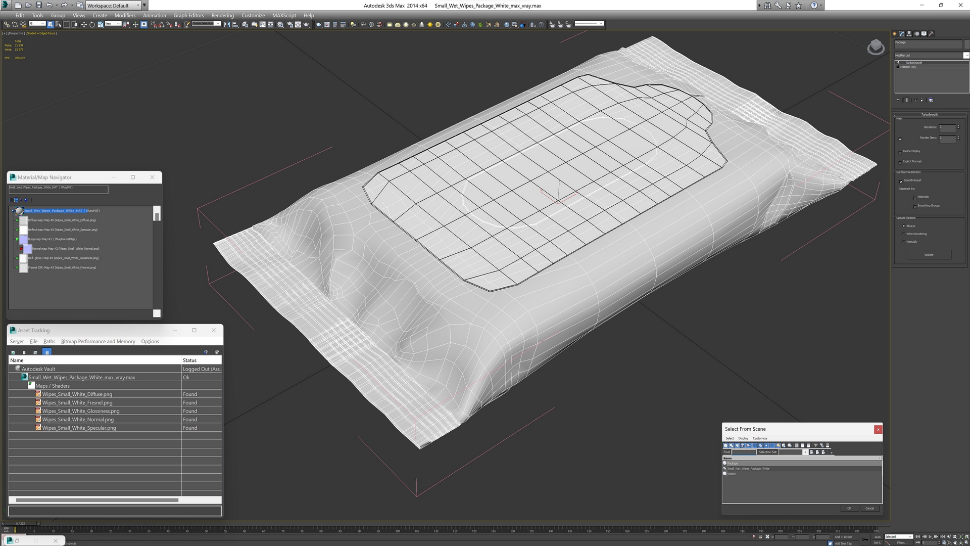 Small Wet Wipes Package White 3D model