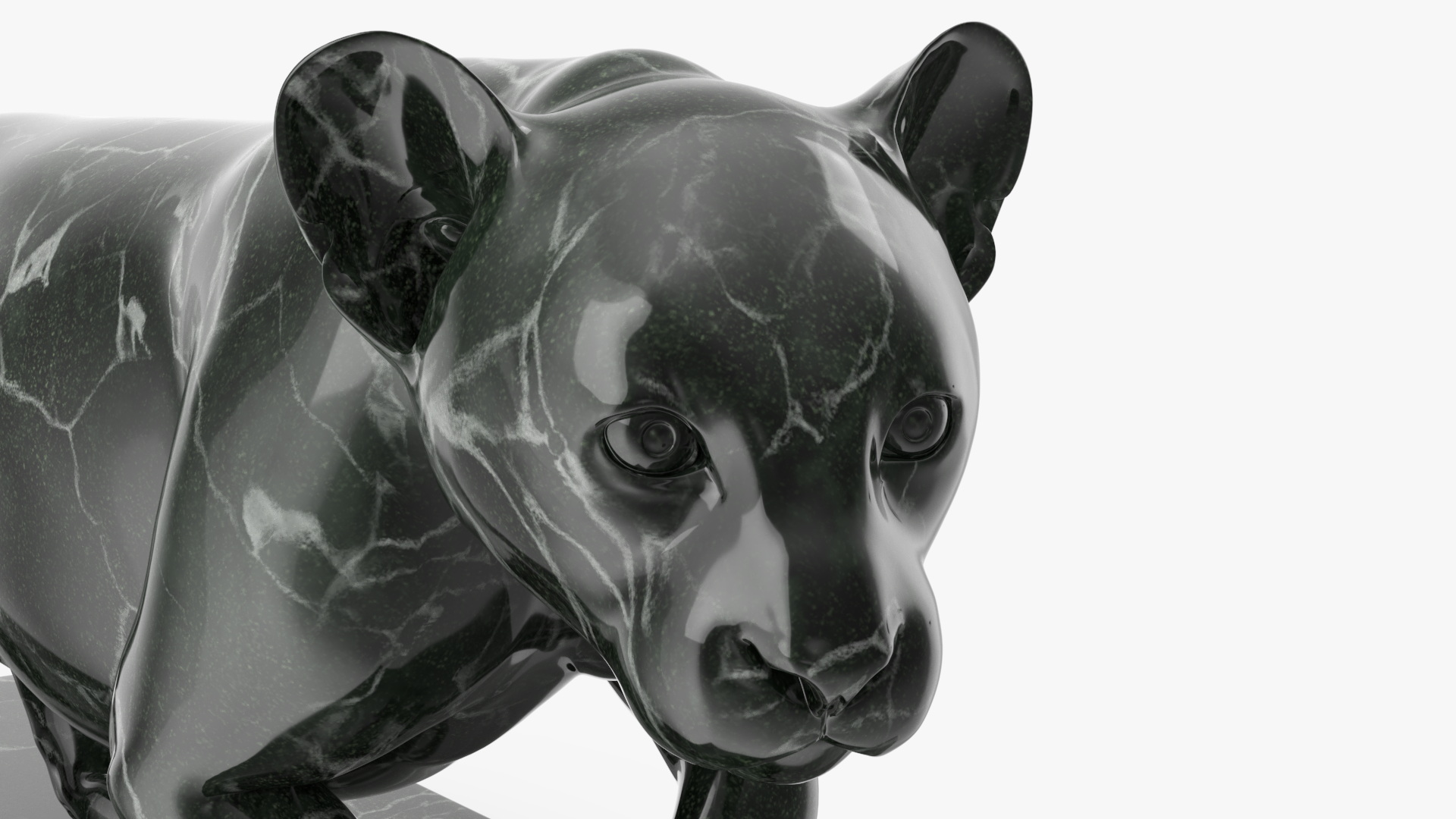 Black Marble Panther Statue 3D