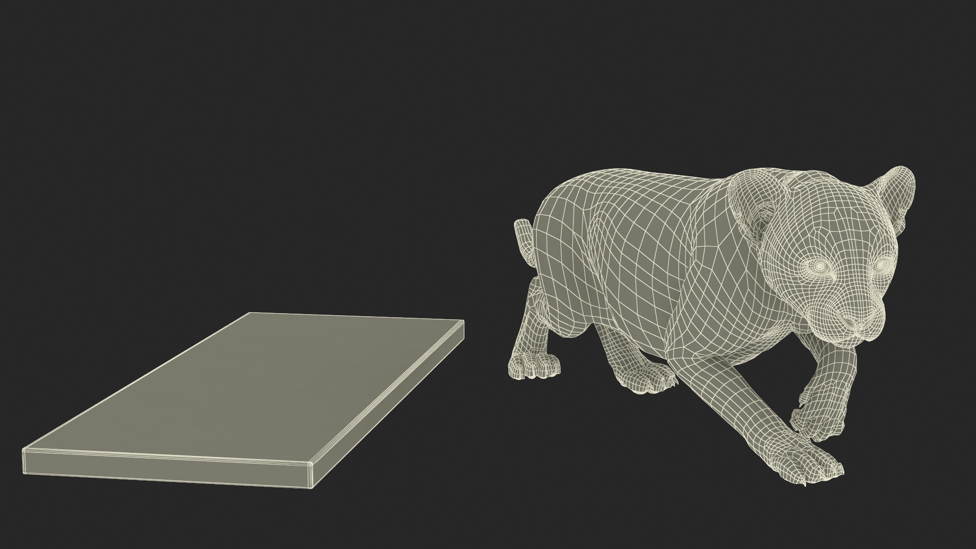 Black Marble Panther Statue 3D