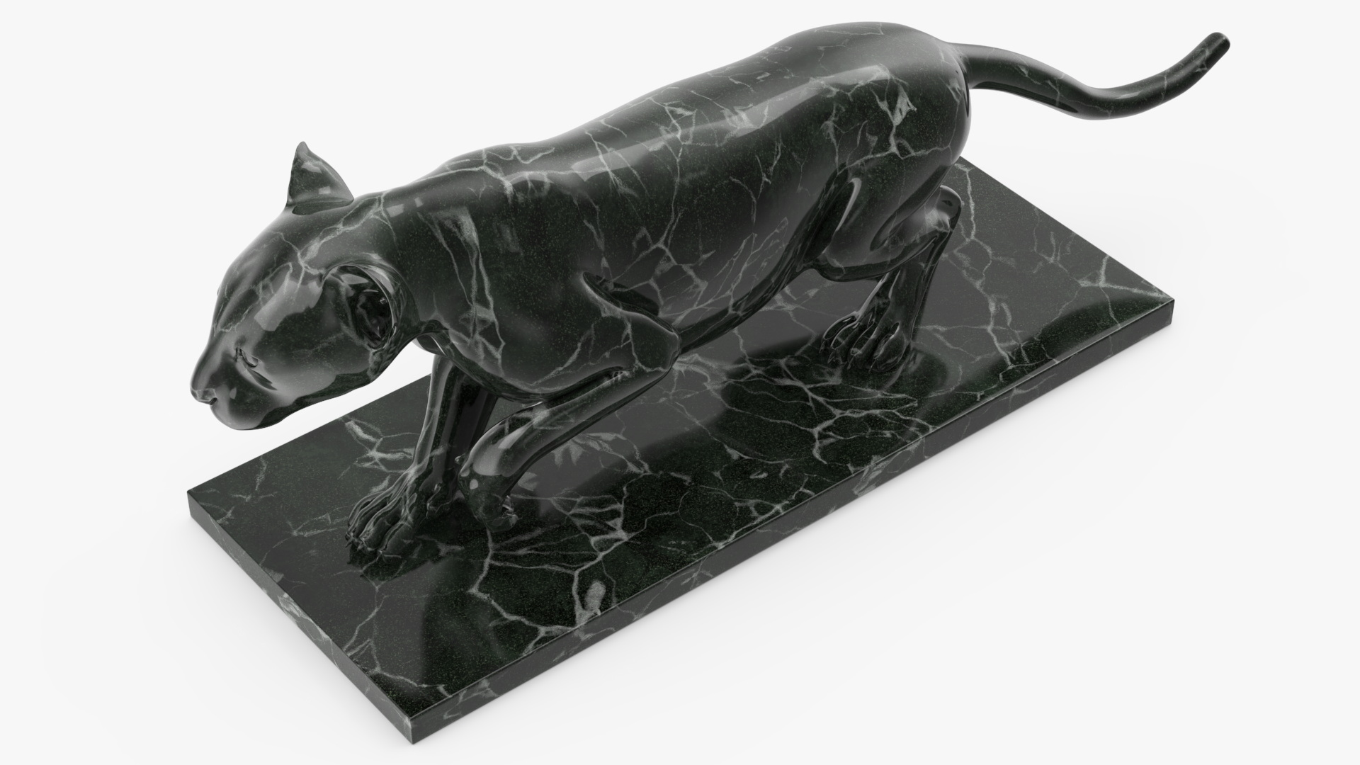 Black Marble Panther Statue 3D