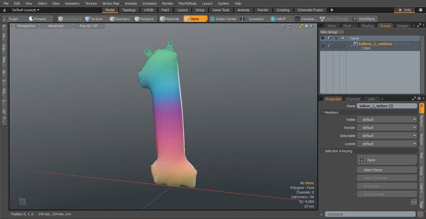 3D model Balloon Numbers 1 Rainbow