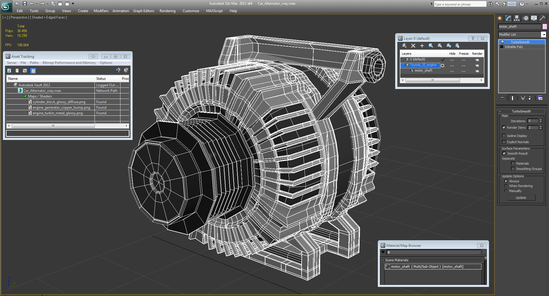 Car Alternator 3D model