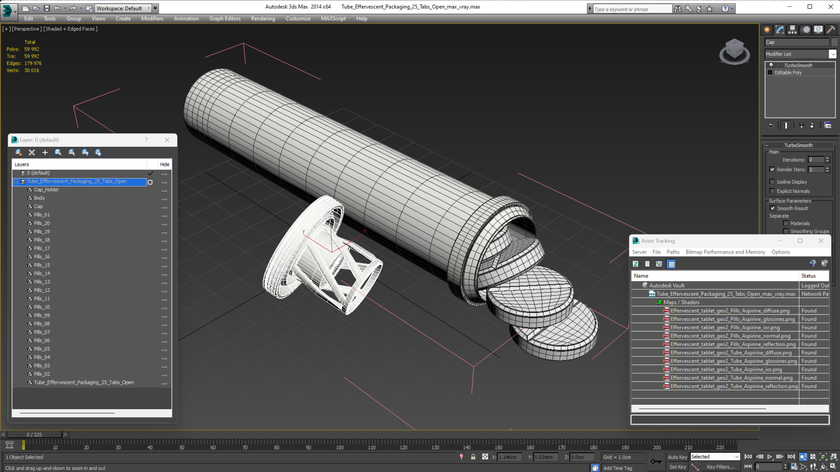 3D model Tube Effervescent Packaging 25 Tabs Open