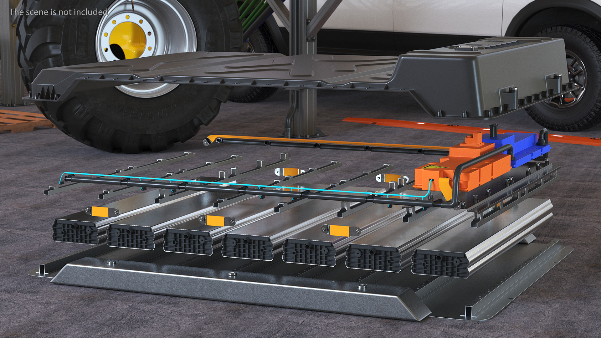 3D Disassembled Electric Car Battery model