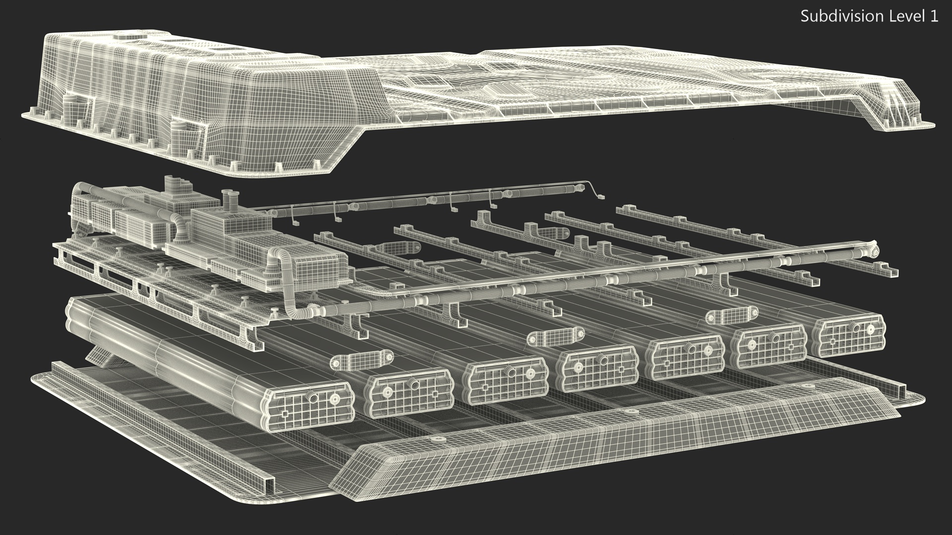 3D Disassembled Electric Car Battery model