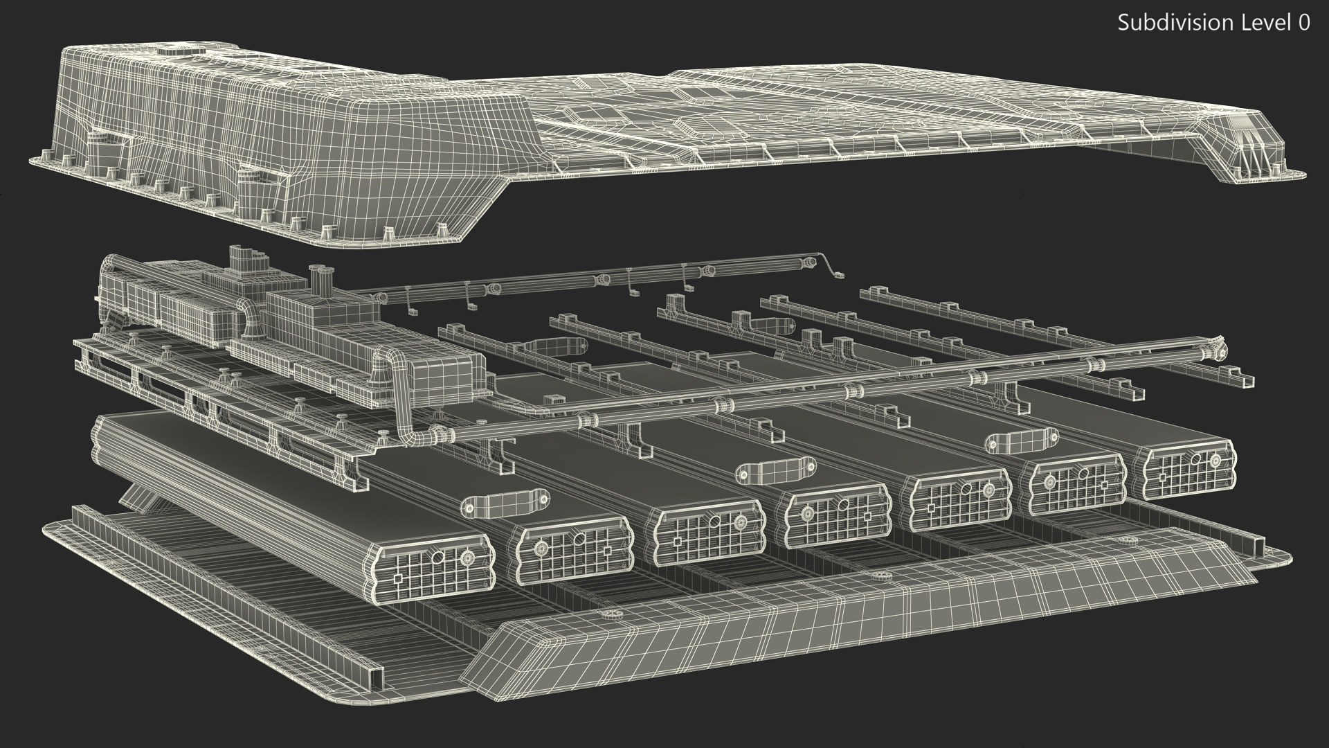 3D Disassembled Electric Car Battery model