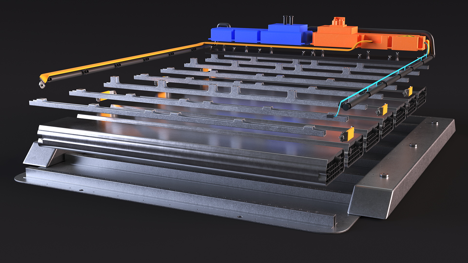 3D Disassembled Electric Car Battery model