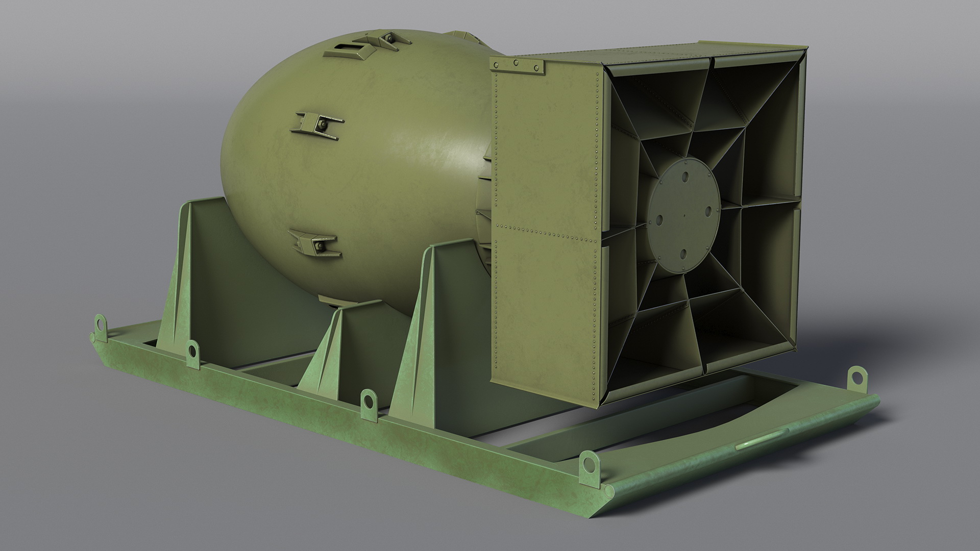 3D Atomic Bomb Fat Man Green with Shipping Pallet