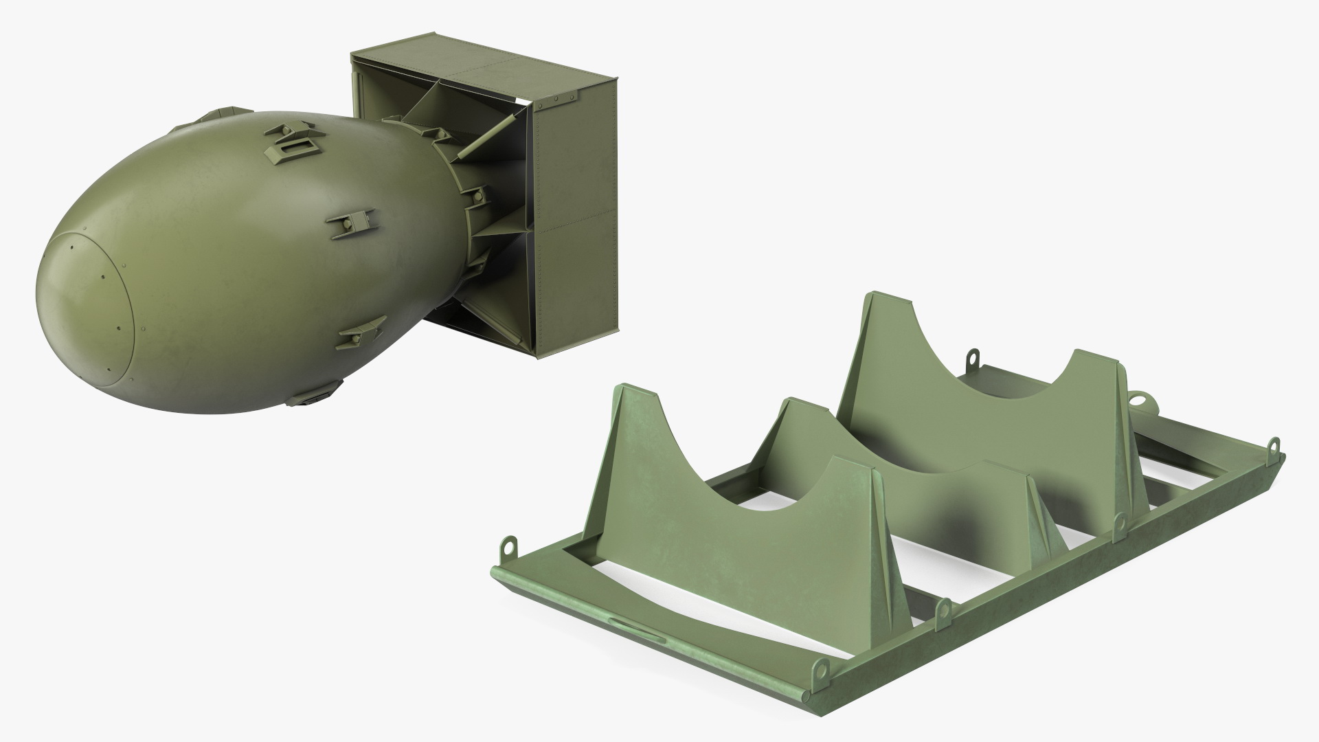 3D Atomic Bomb Fat Man Green with Shipping Pallet