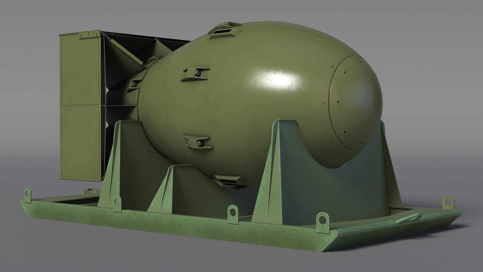 3D Atomic Bomb Fat Man Green with Shipping Pallet