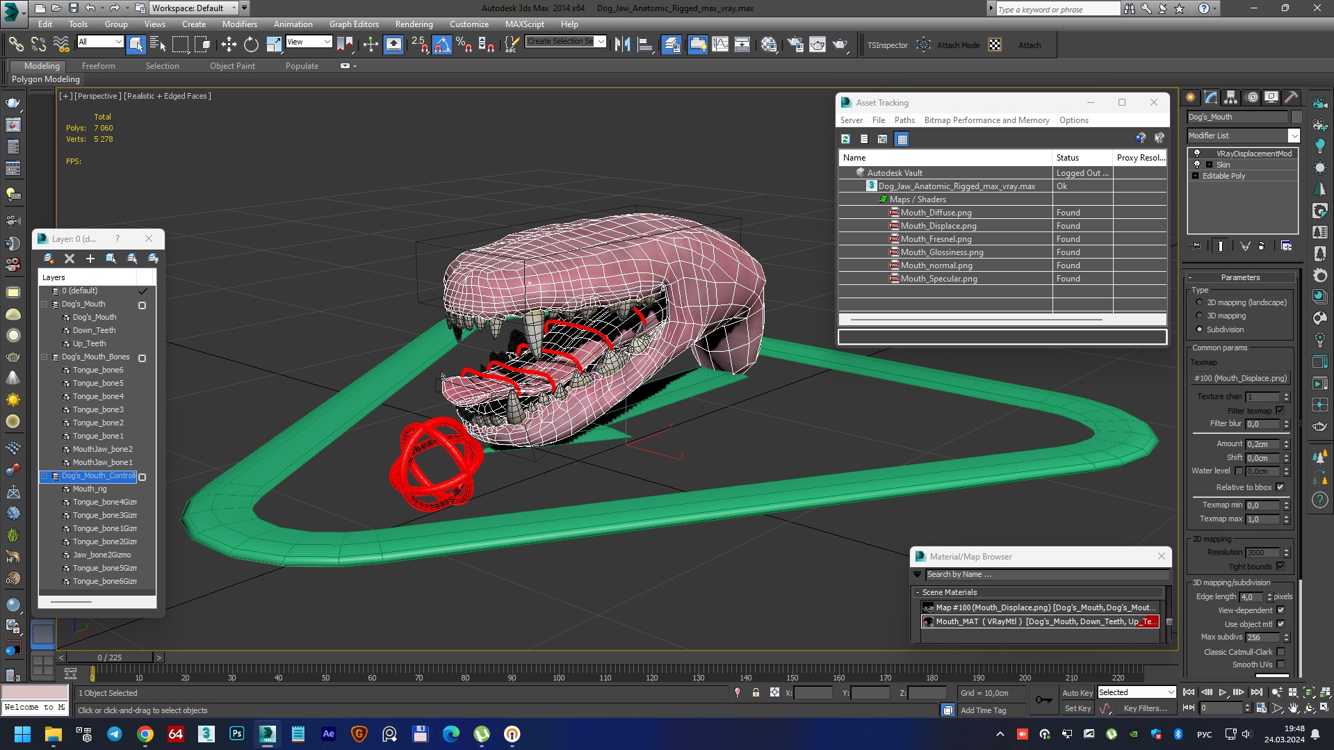 3D Dog Jaw Anatomic Rigged model