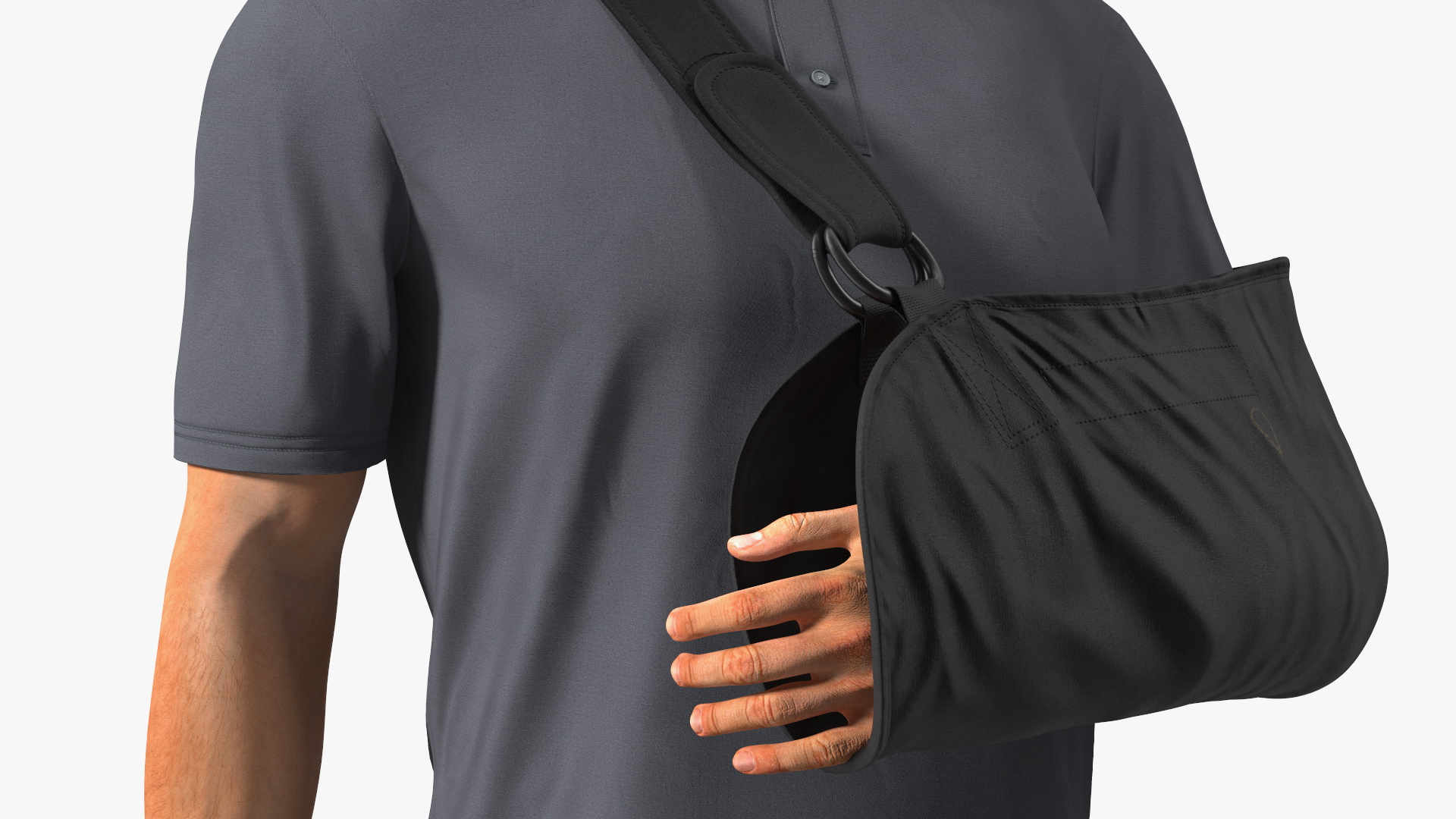 3D Man Arm Sling Bandage Black Fur Rigged model