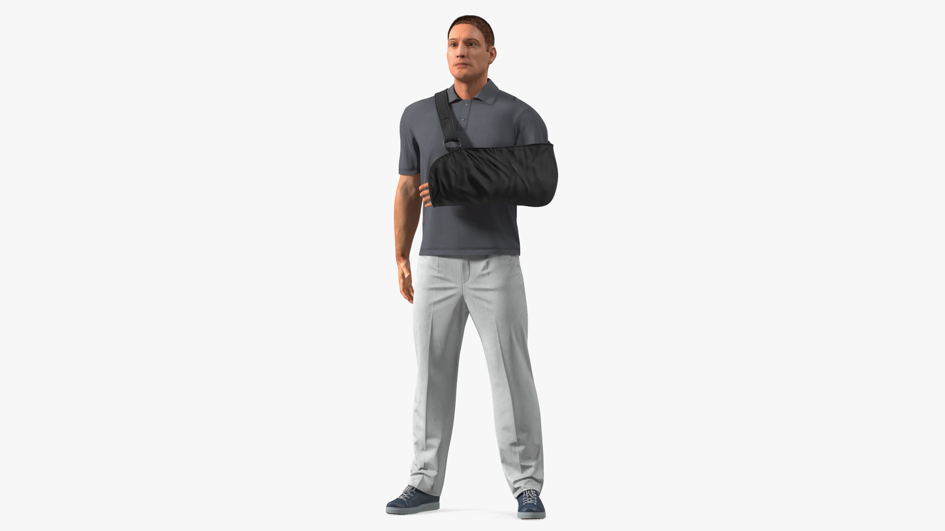 3D Man Arm Sling Bandage Black Fur Rigged model