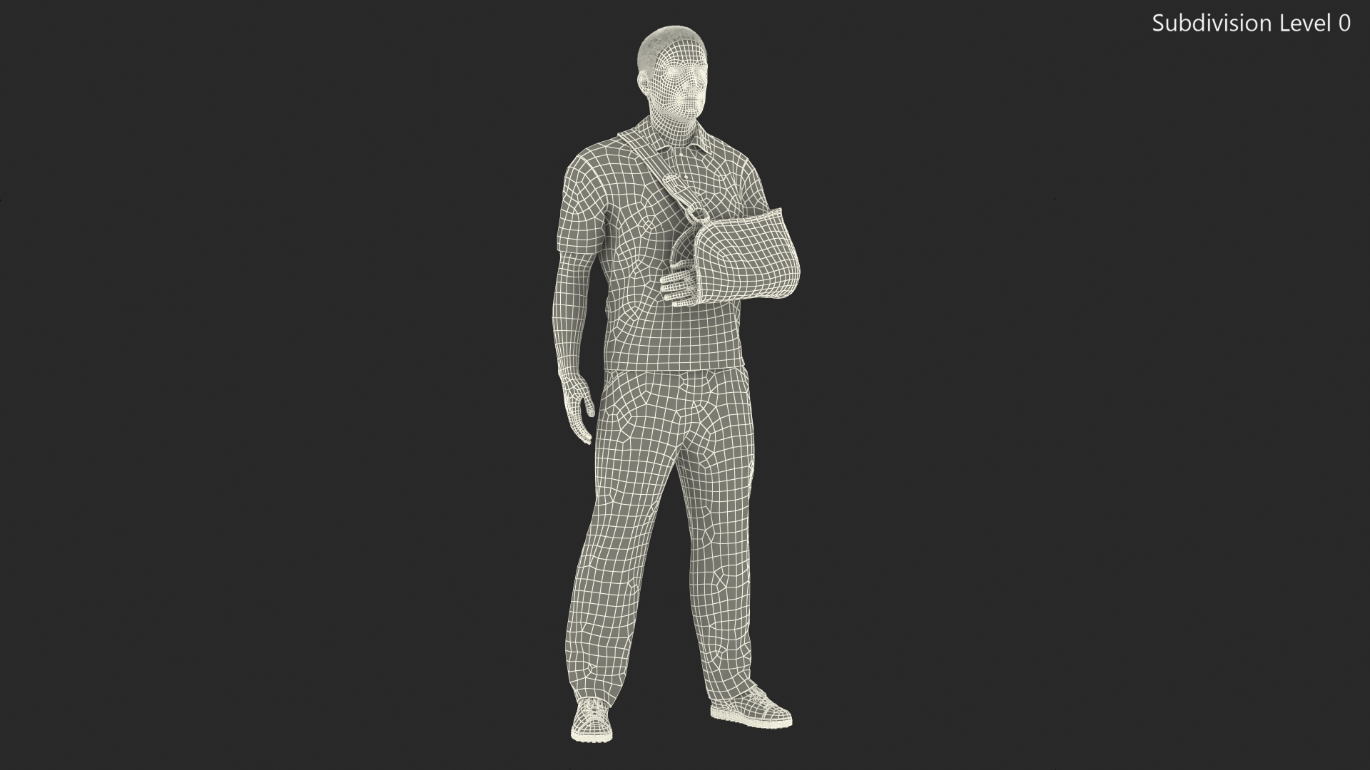 3D Man Arm Sling Bandage Black Fur Rigged model