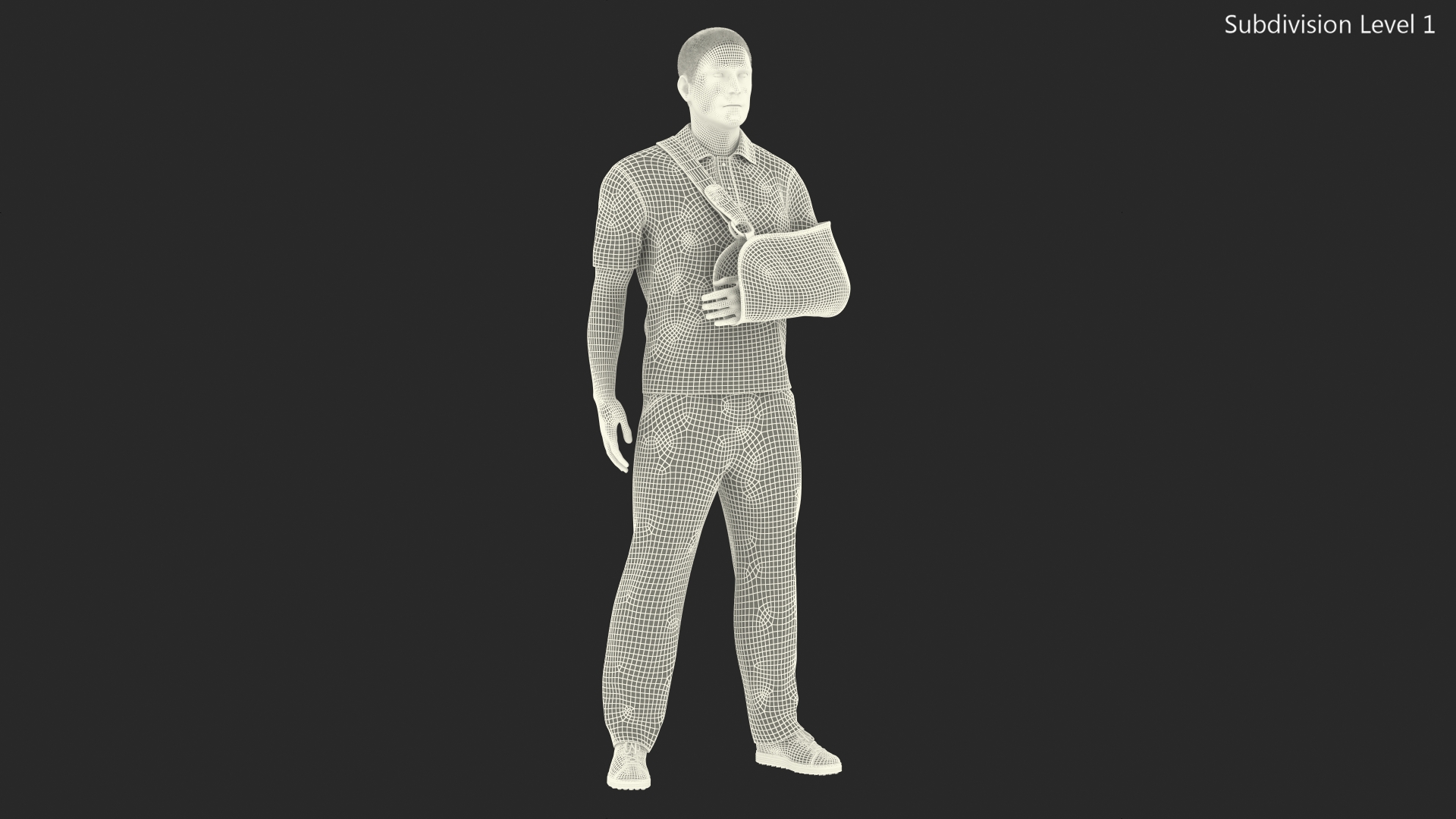 3D Man Arm Sling Bandage Black Fur Rigged model