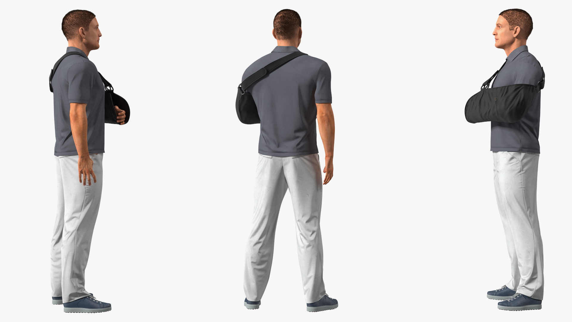 3D Man Arm Sling Bandage Black Fur Rigged model