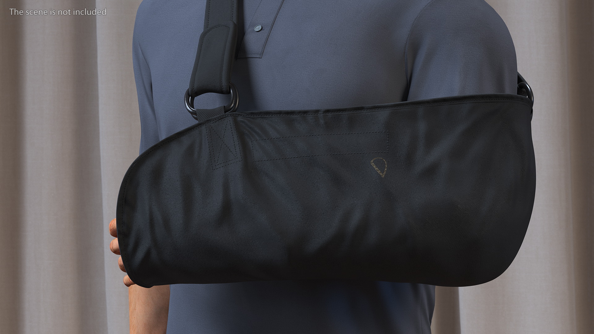 3D Man Arm Sling Bandage Black Fur Rigged model