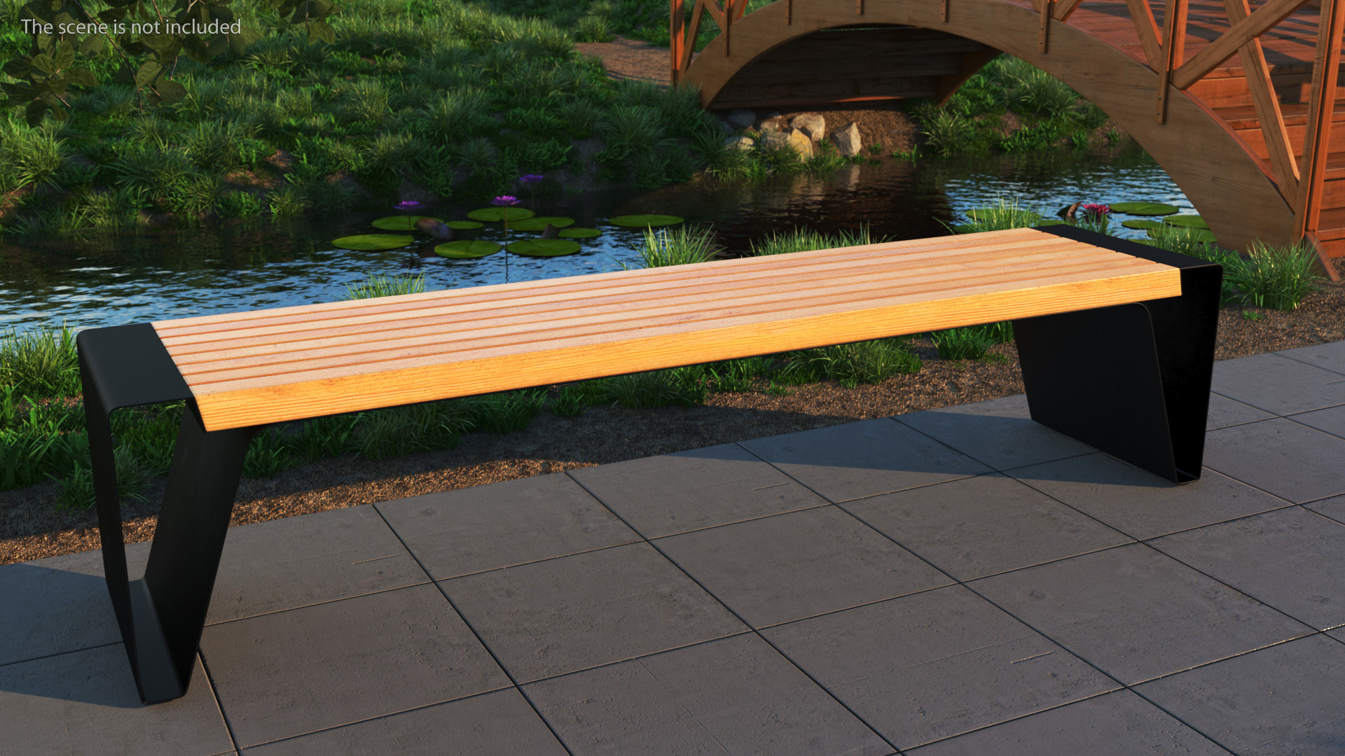 3D Modern Park Bench Black model