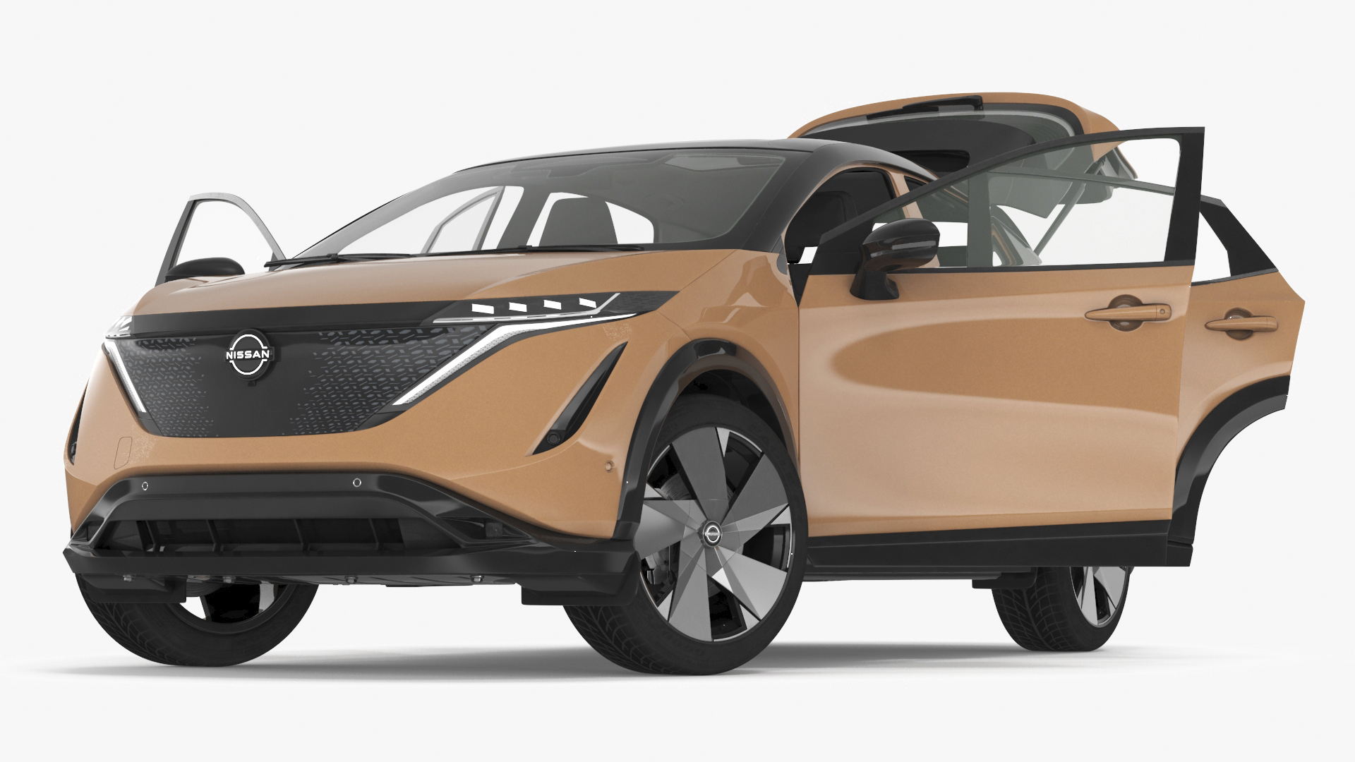 3D Nissan Ariya Lights On Rigged for Cinema 4D model