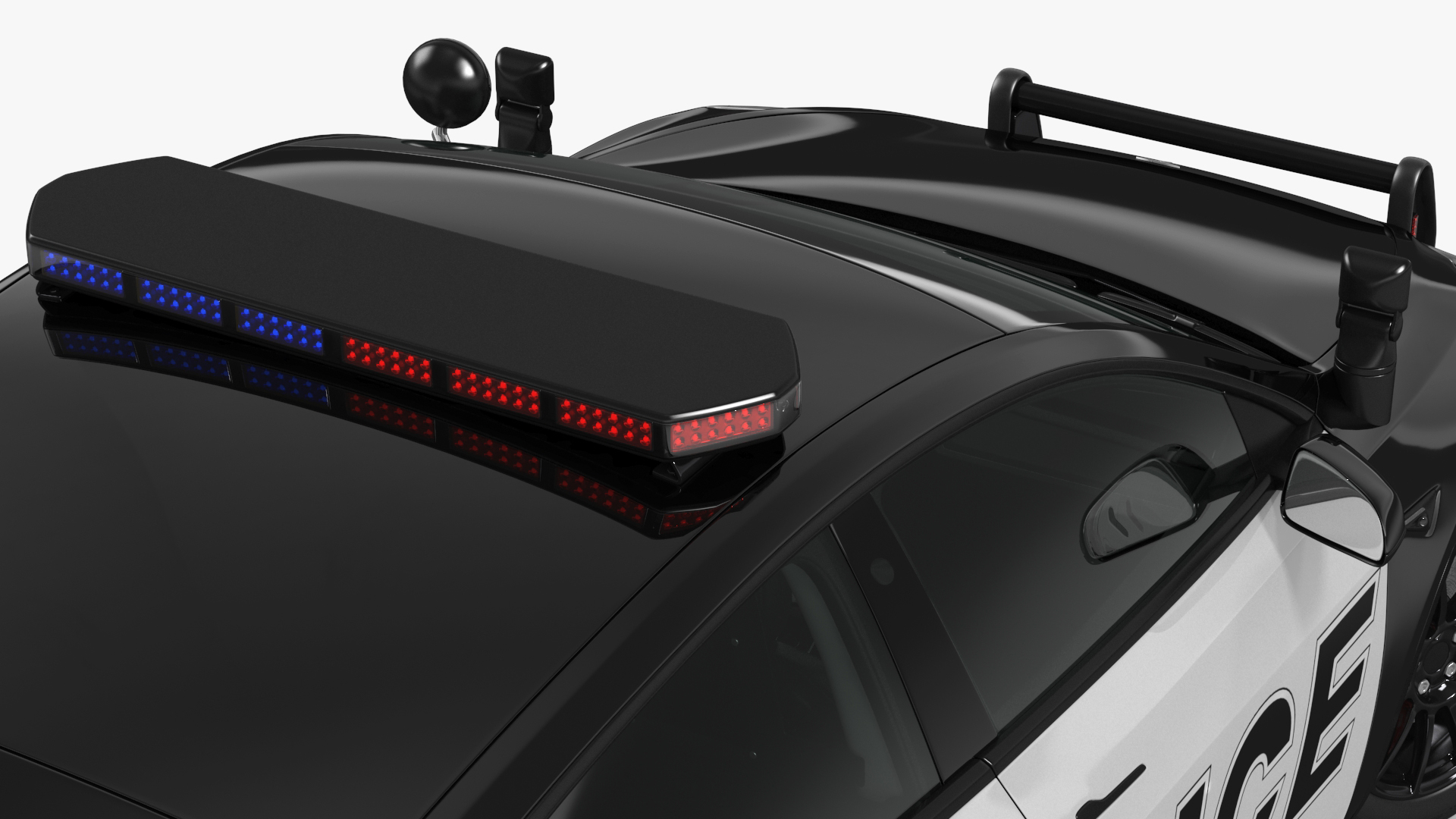 3D Police Tesla Model Y Lights On Rigged for Maya