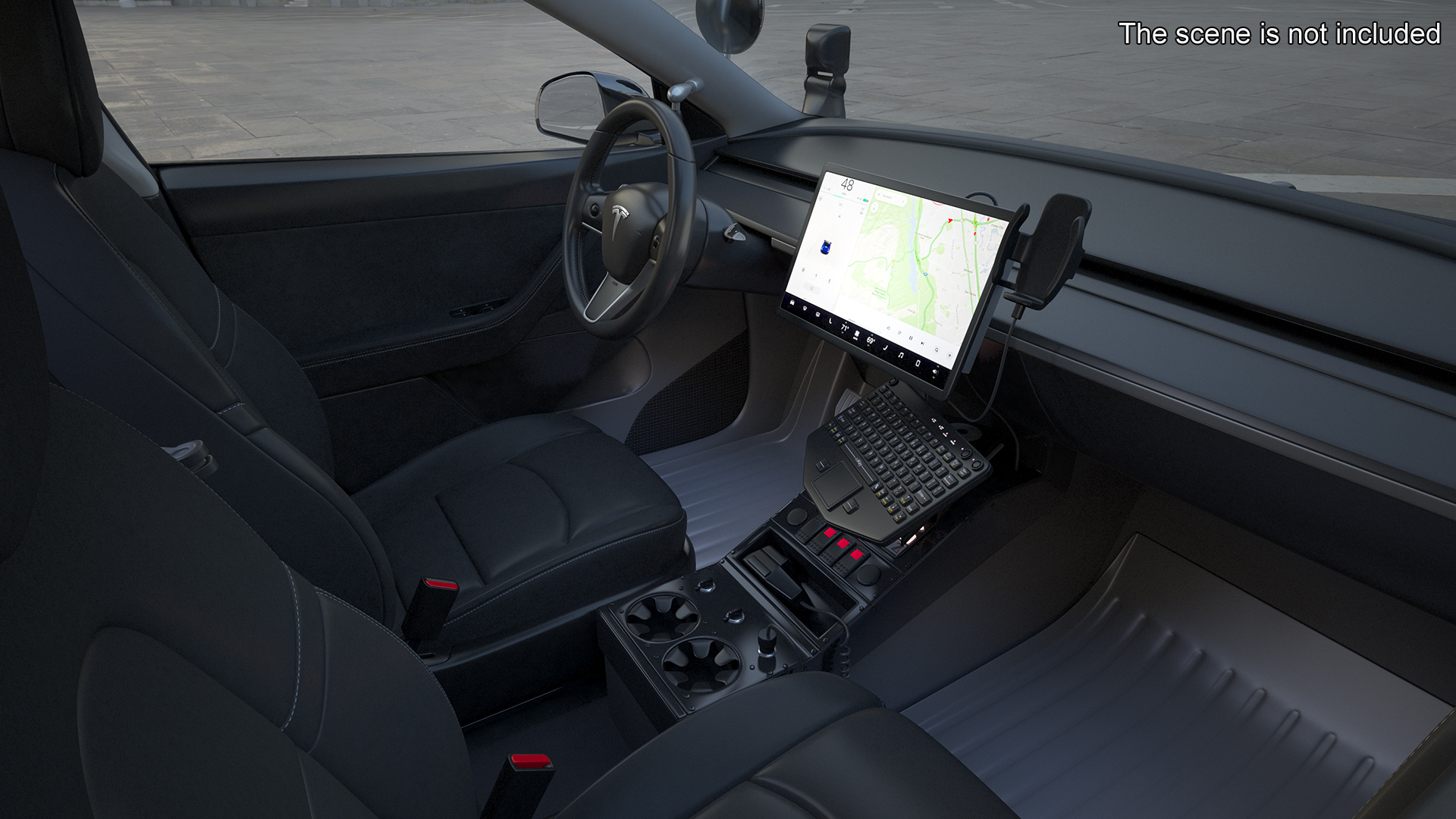 3D Police Tesla Model Y Lights On Rigged for Maya