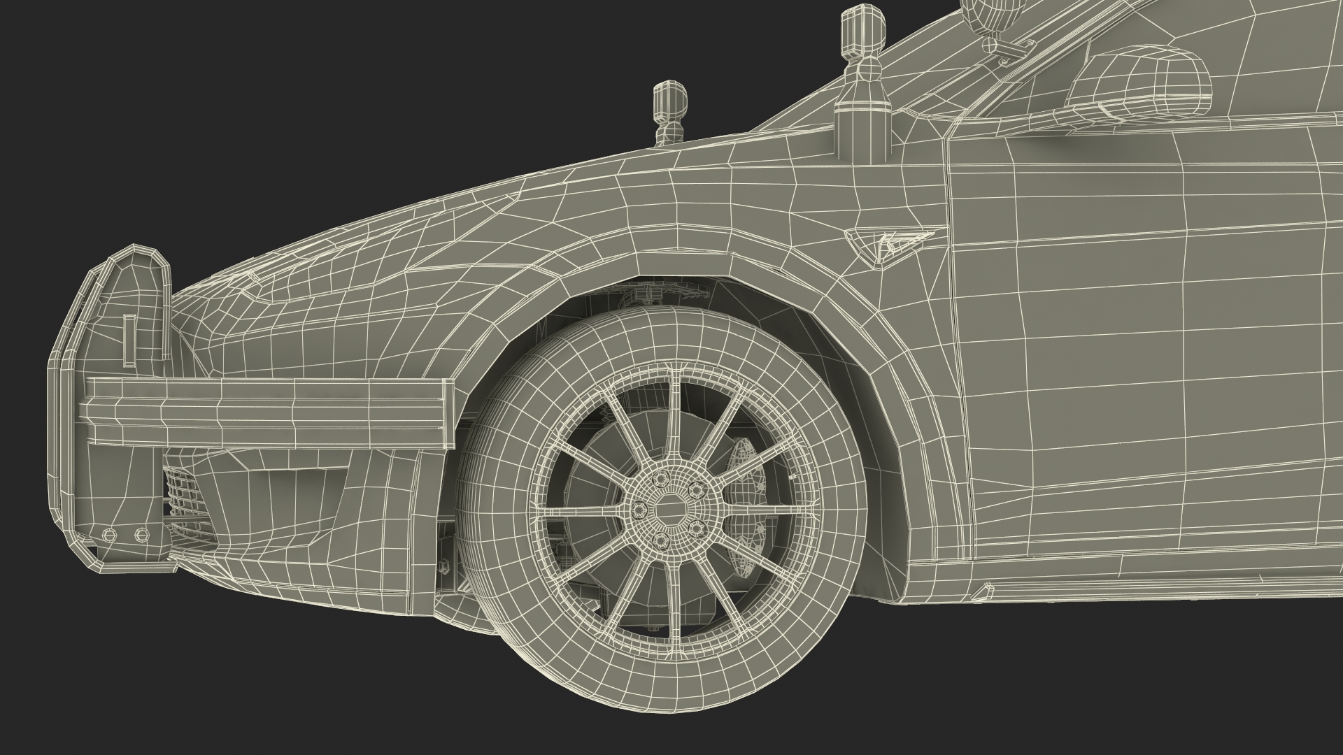 3D Police Tesla Model Y Lights On Rigged for Maya