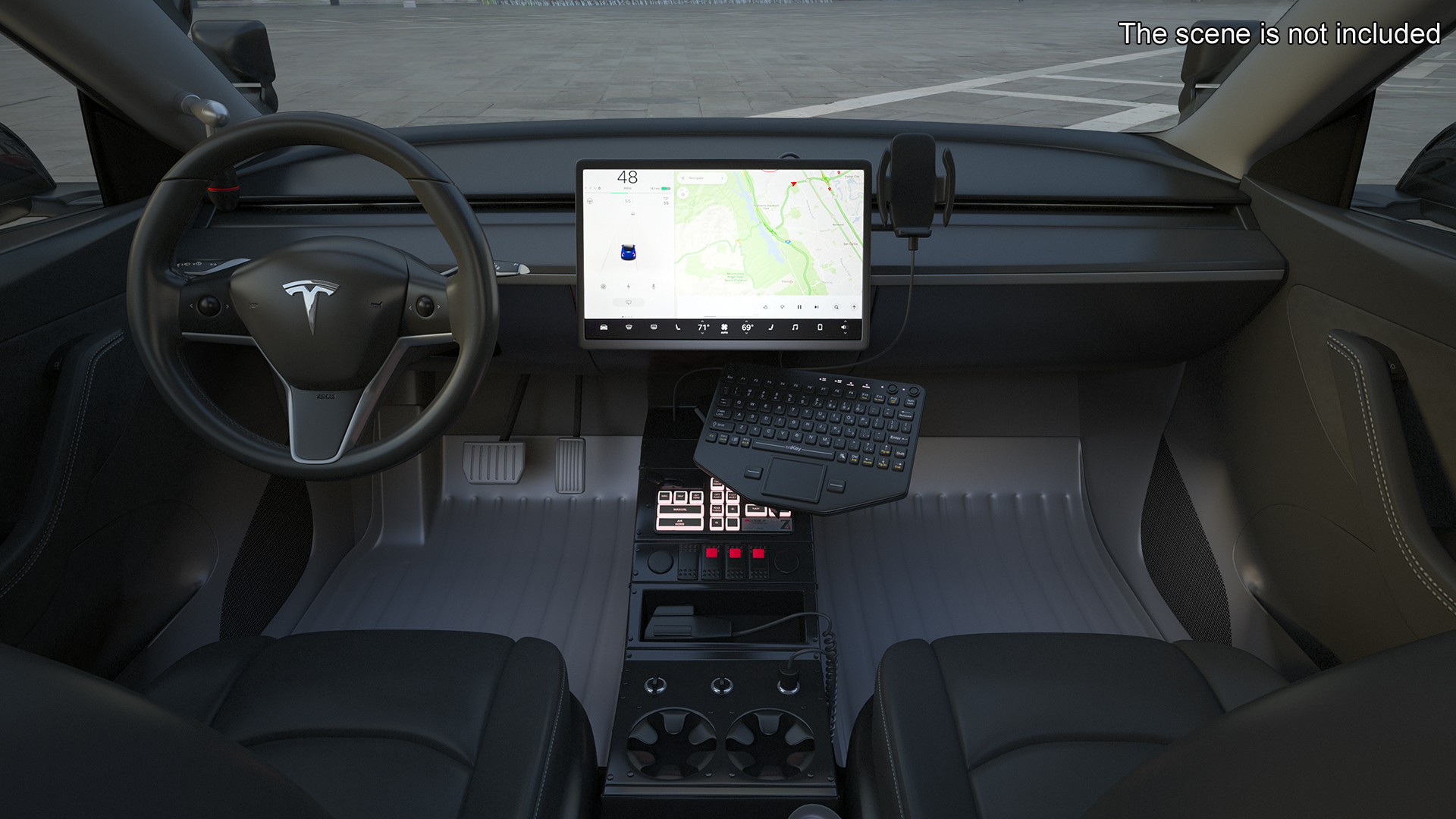 3D Police Tesla Model Y Lights On Rigged for Maya
