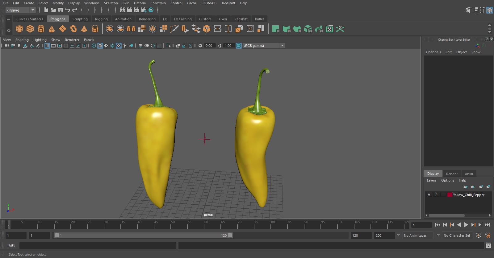 Yellow Chili Pepper 3D model
