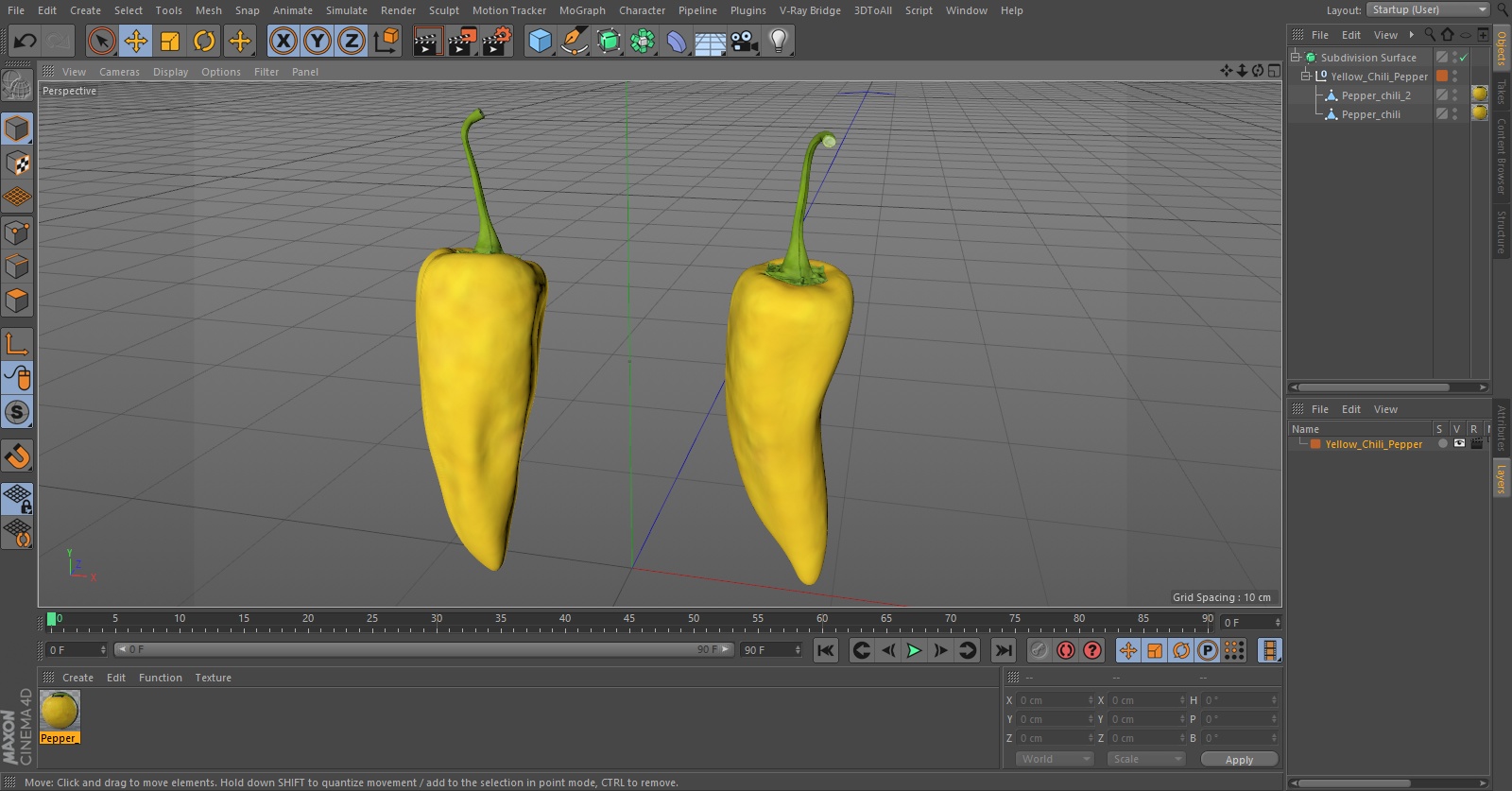 Yellow Chili Pepper 3D model