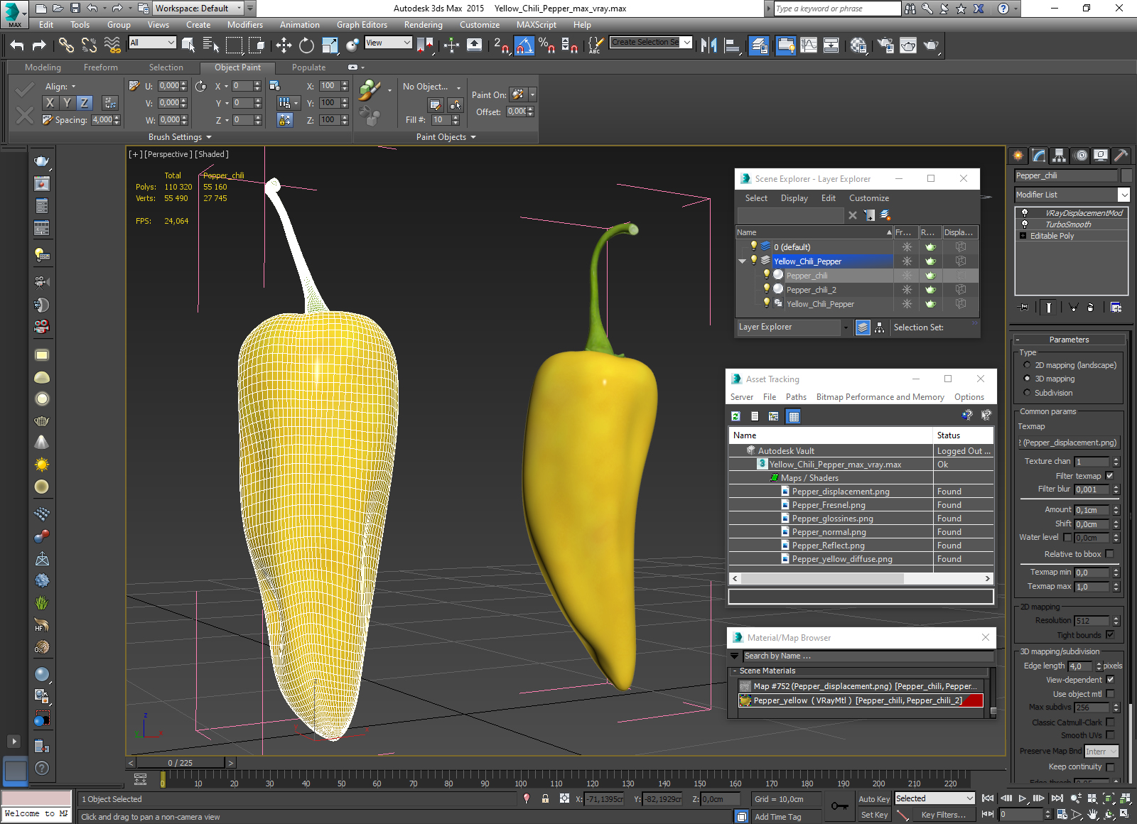 Yellow Chili Pepper 3D model