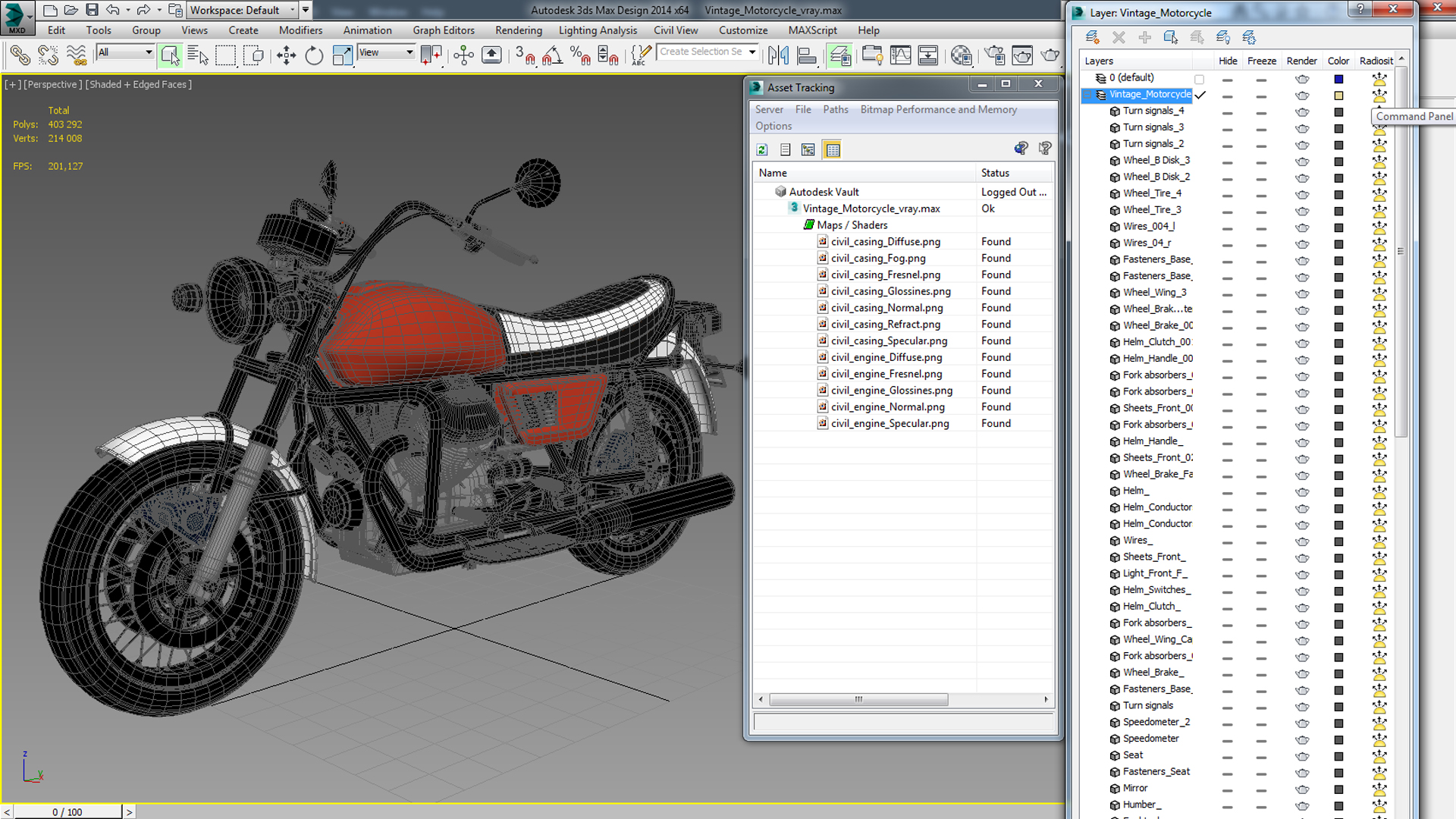 3D Vintage Motorcycle model
