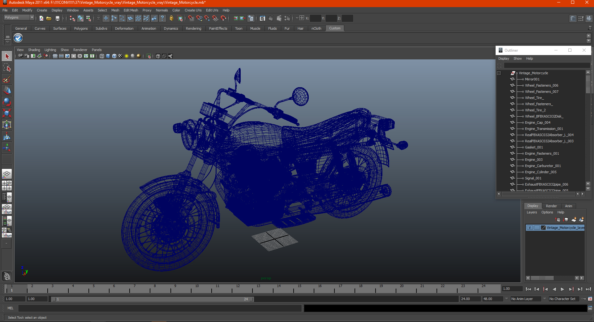 3D Vintage Motorcycle model