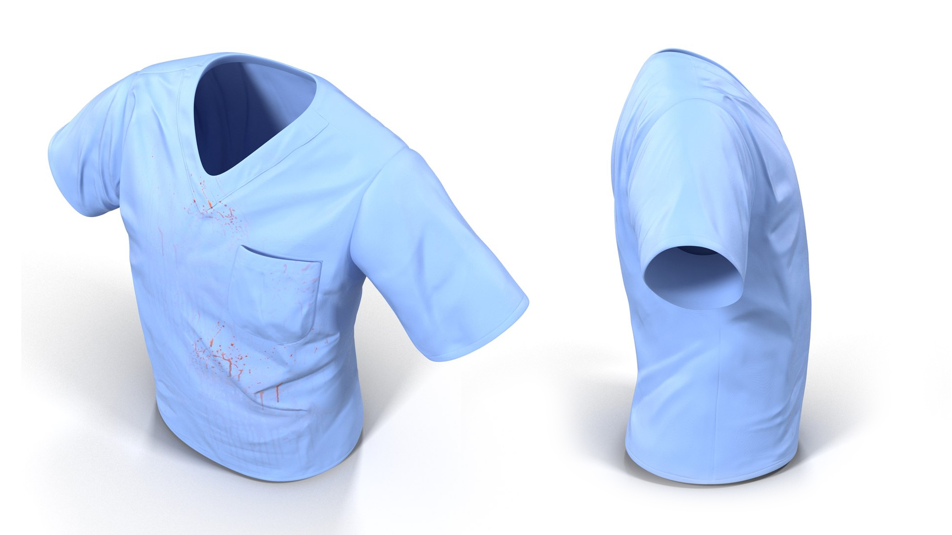 Surgeon Blue Scrubs Shirt Blood Stained 3D model