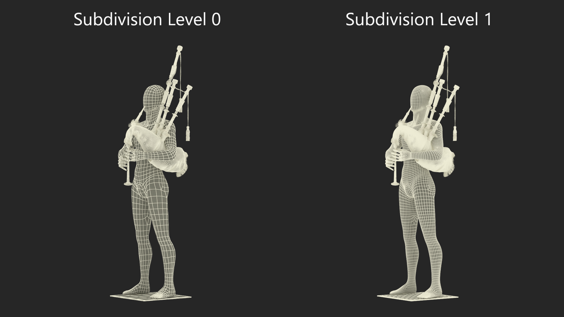 3D Mannequin with Scottish Black Bagpipes model