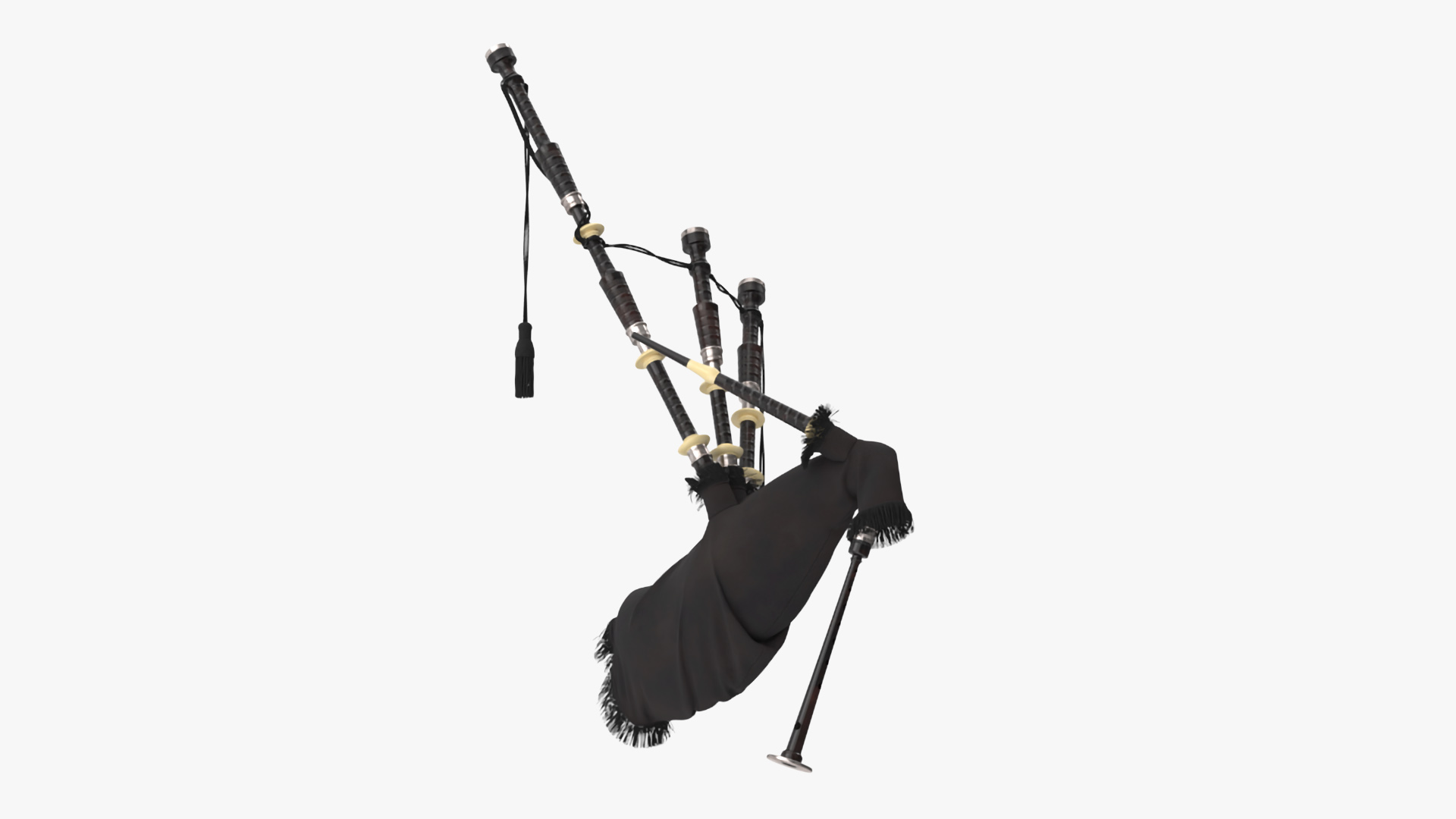 3D Mannequin with Scottish Black Bagpipes model