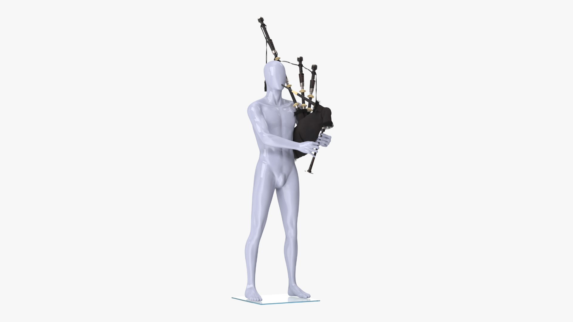 3D Mannequin with Scottish Black Bagpipes model