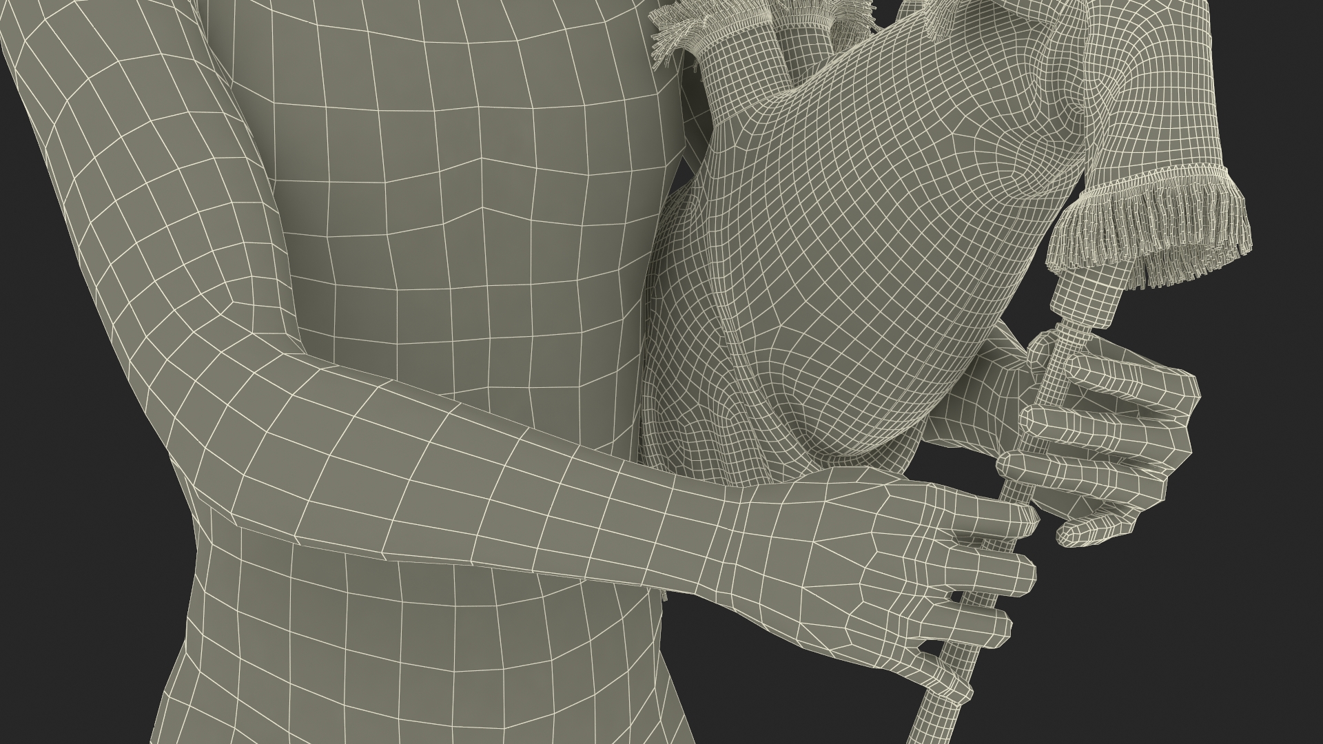 3D Mannequin with Scottish Black Bagpipes model